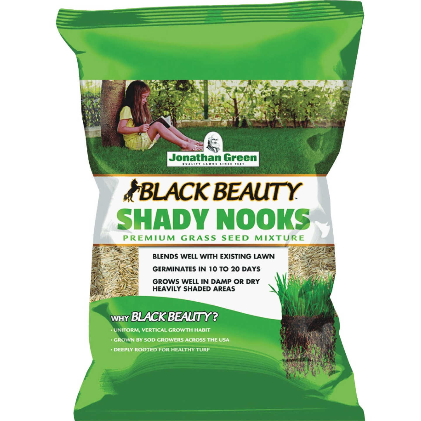 Jonathan Green Black Beauty Shady Nooks 25 Lb. 9375 Sq. Ft. Coverage Trivialis, Fescue, Ryegrass Grass Seed Image 1