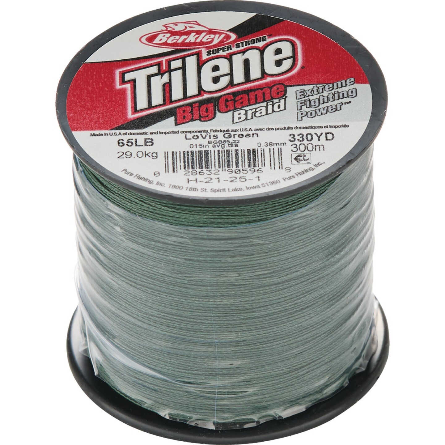 Berkley Trilene Big Game Braid 65 Lb. 328 Yd. Lo-Vis Green Fishing Line Image 1
