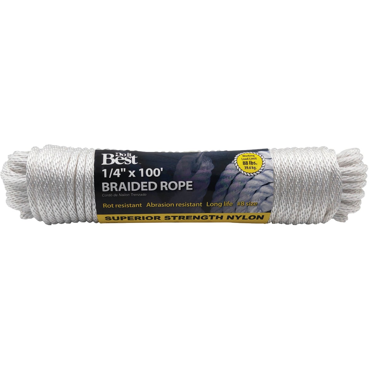 Do it Best 1/4 In. x 100 Ft. White Braided Nylon Packaged Rope Image 1