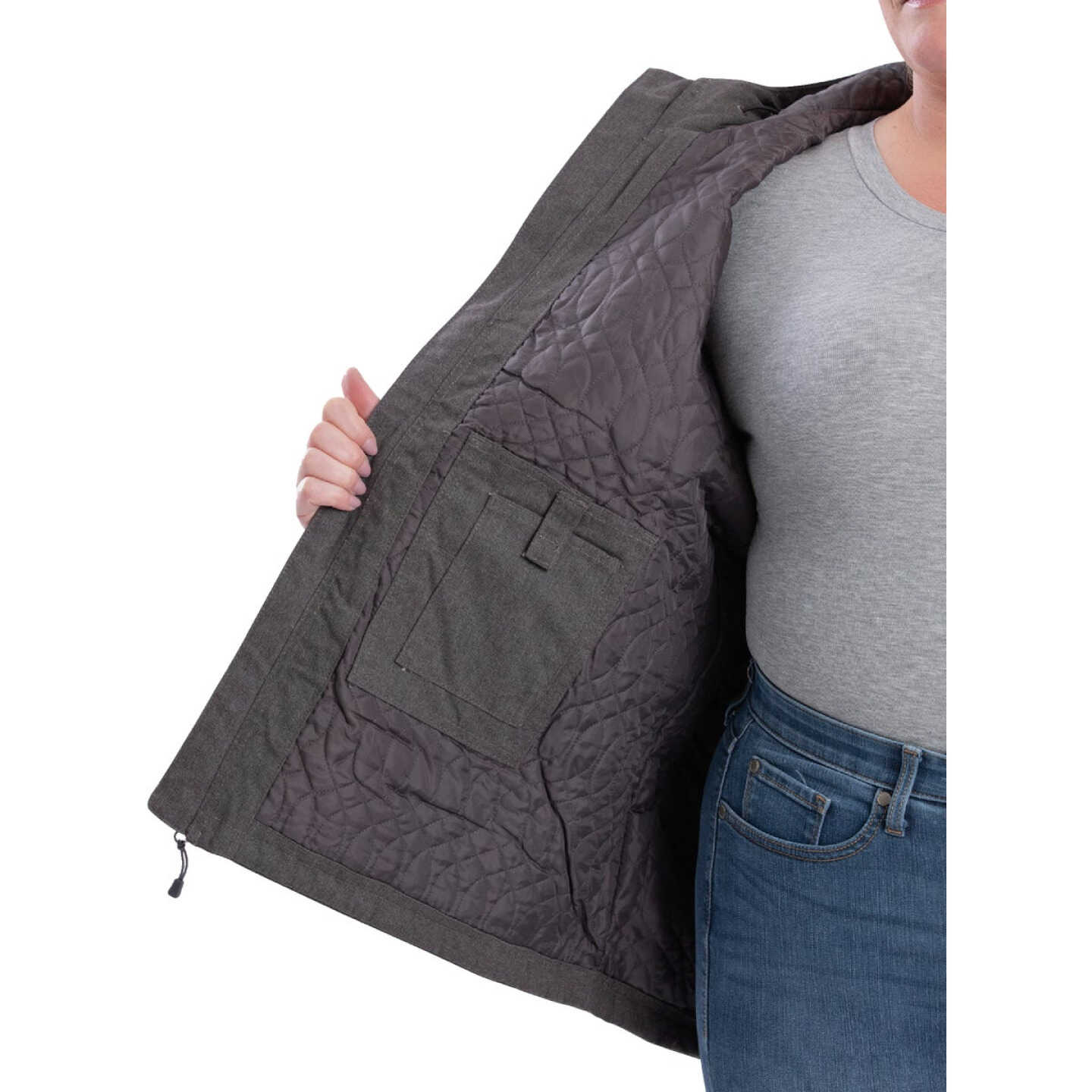 Berne Women's Small Titanium Heathered Duck Hooded Jacket Image 2