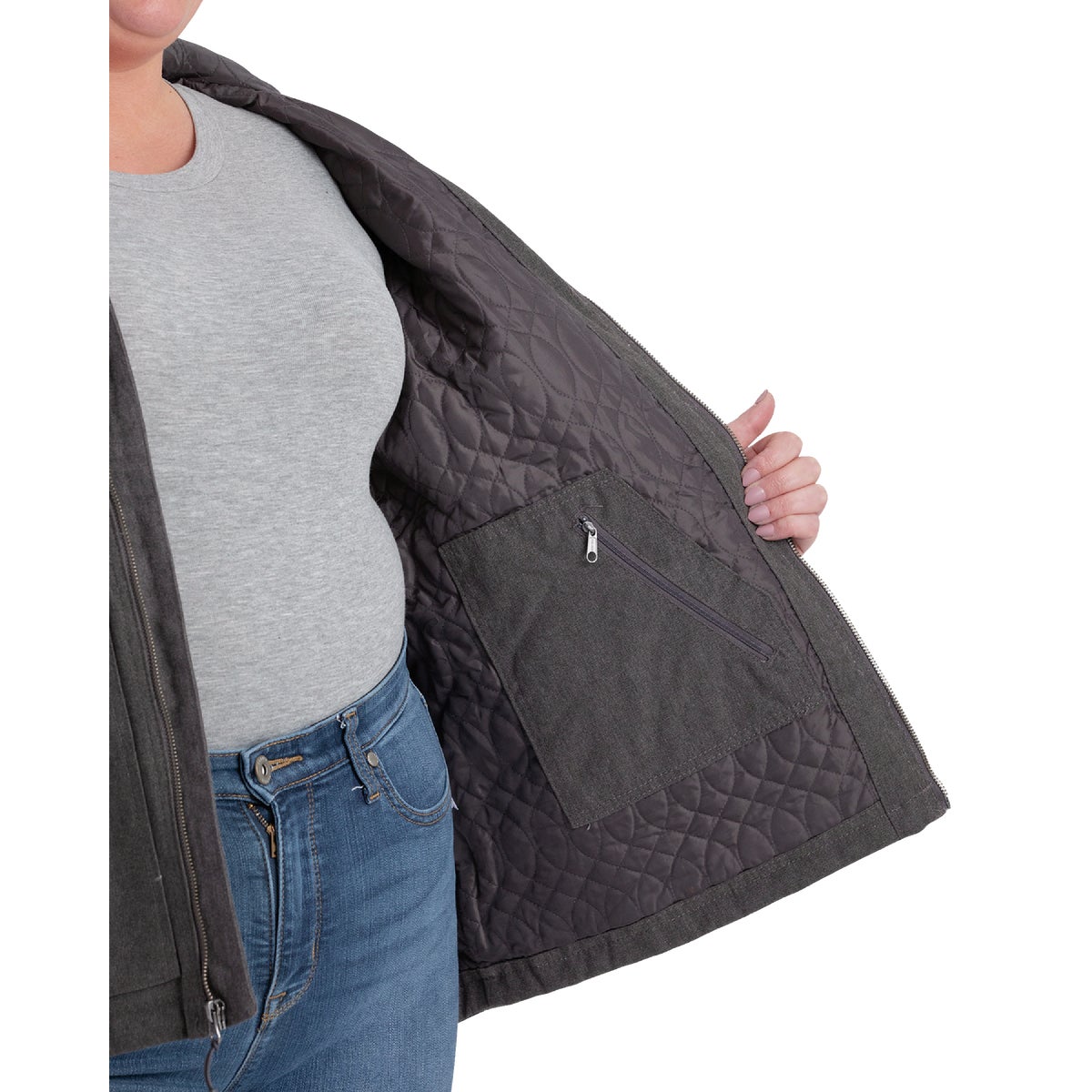 Berne Women's Small Titanium Heathered Duck Hooded Jacket Image 3