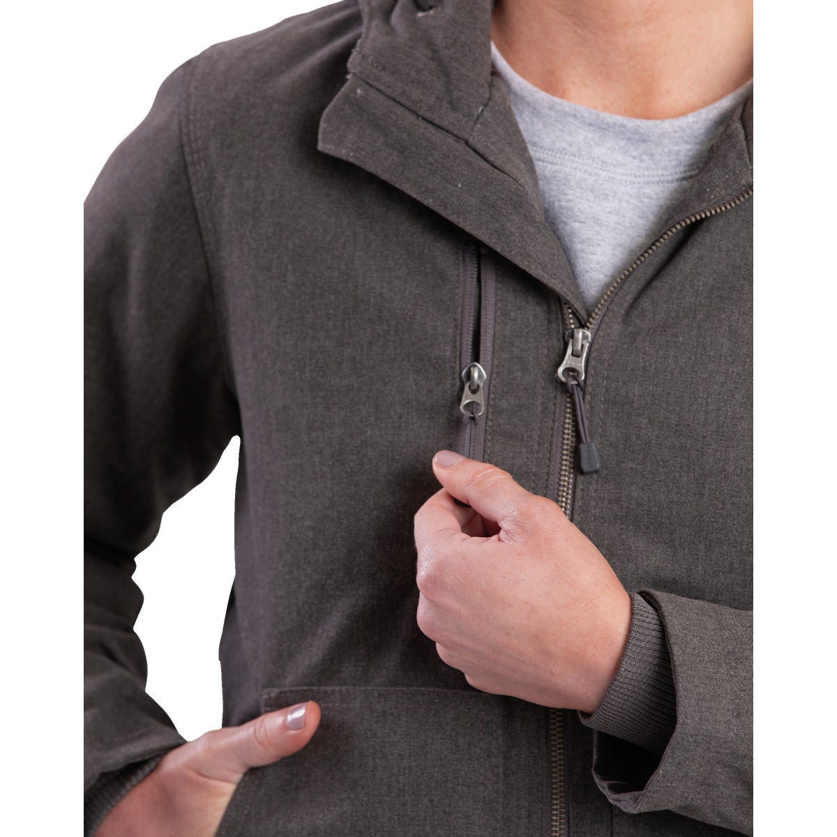 Berne Women's Small Titanium Heathered Duck Hooded Jacket Image 4