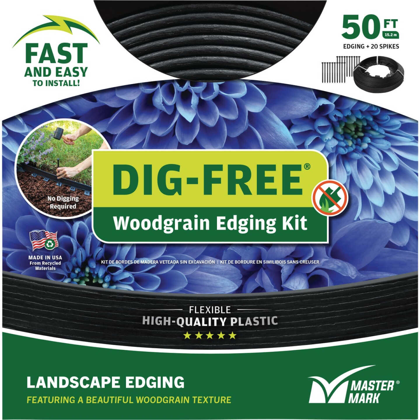 Master Mark Dig-Free 1.5 In. H. x 50 Ft. L. Black Recycled Plastic Landscape Edging Image 6