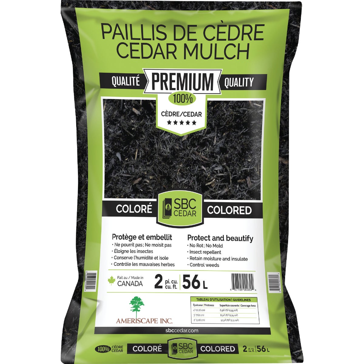 SBC 2 Cu. Ft. Dyed Black 100% Pure Cedar Mulch Image 1