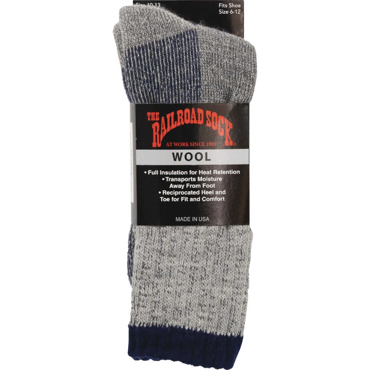 Railroad Sock Men's Navy Stripe Wool Sock Image 2