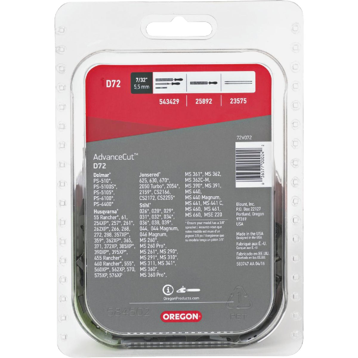 Oregon D72 AdvanceCut Chainsaw Chain for 20 in. Bar -72 Drive Links  fits Husqvarna, Stihl, Dolmar, Jonsered and more Image 6