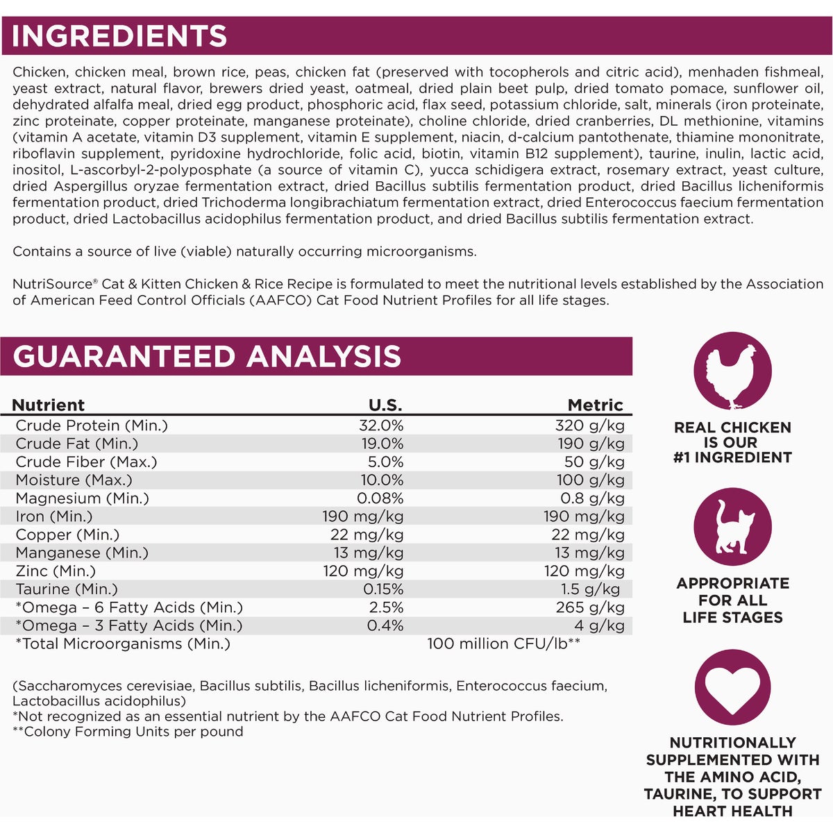 NutriSource 12 Lb. Chicken & Rice Dry Cat & Kitten Food Image 2