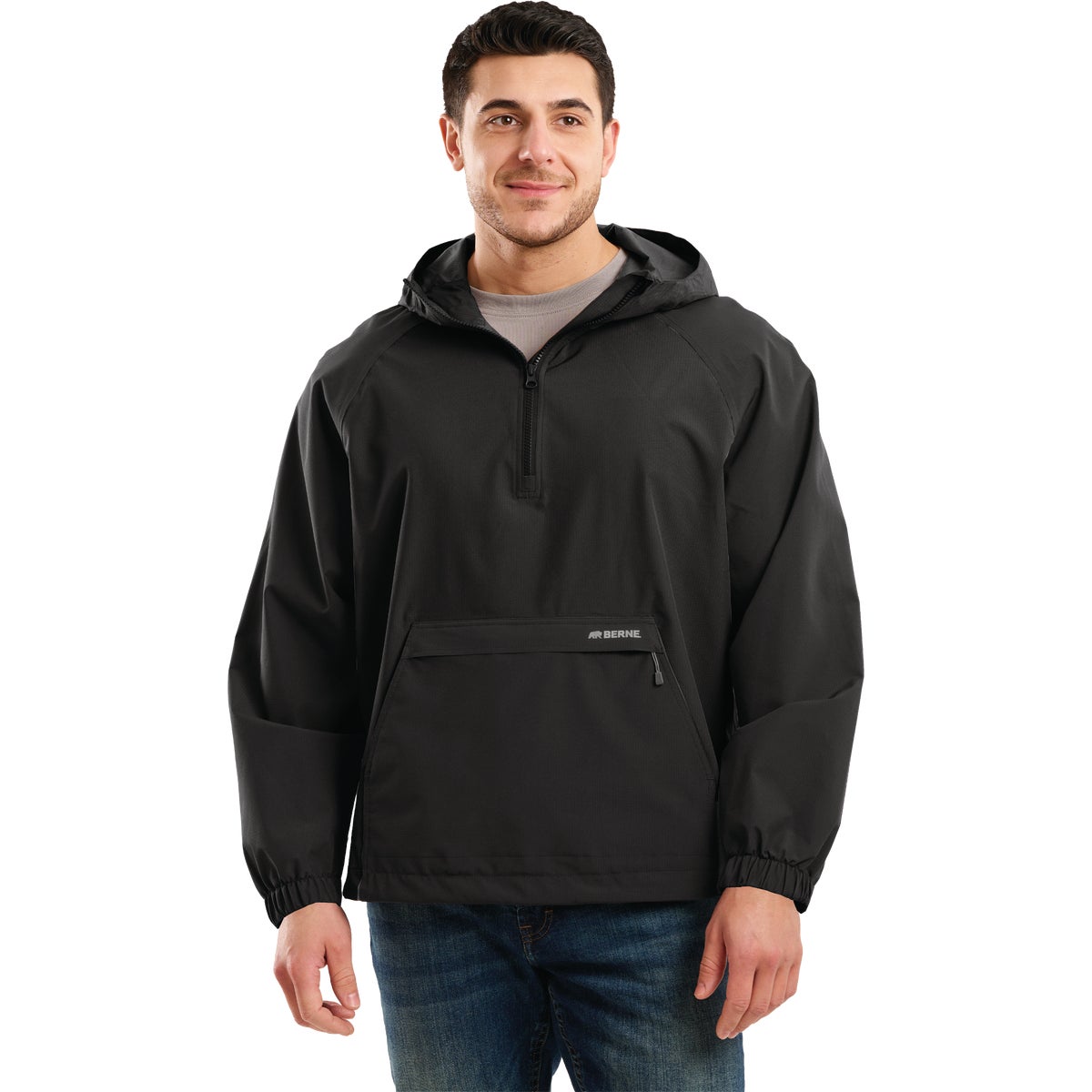 Berne Weather Warrior Men's Medium Black Packable Rain Jacket