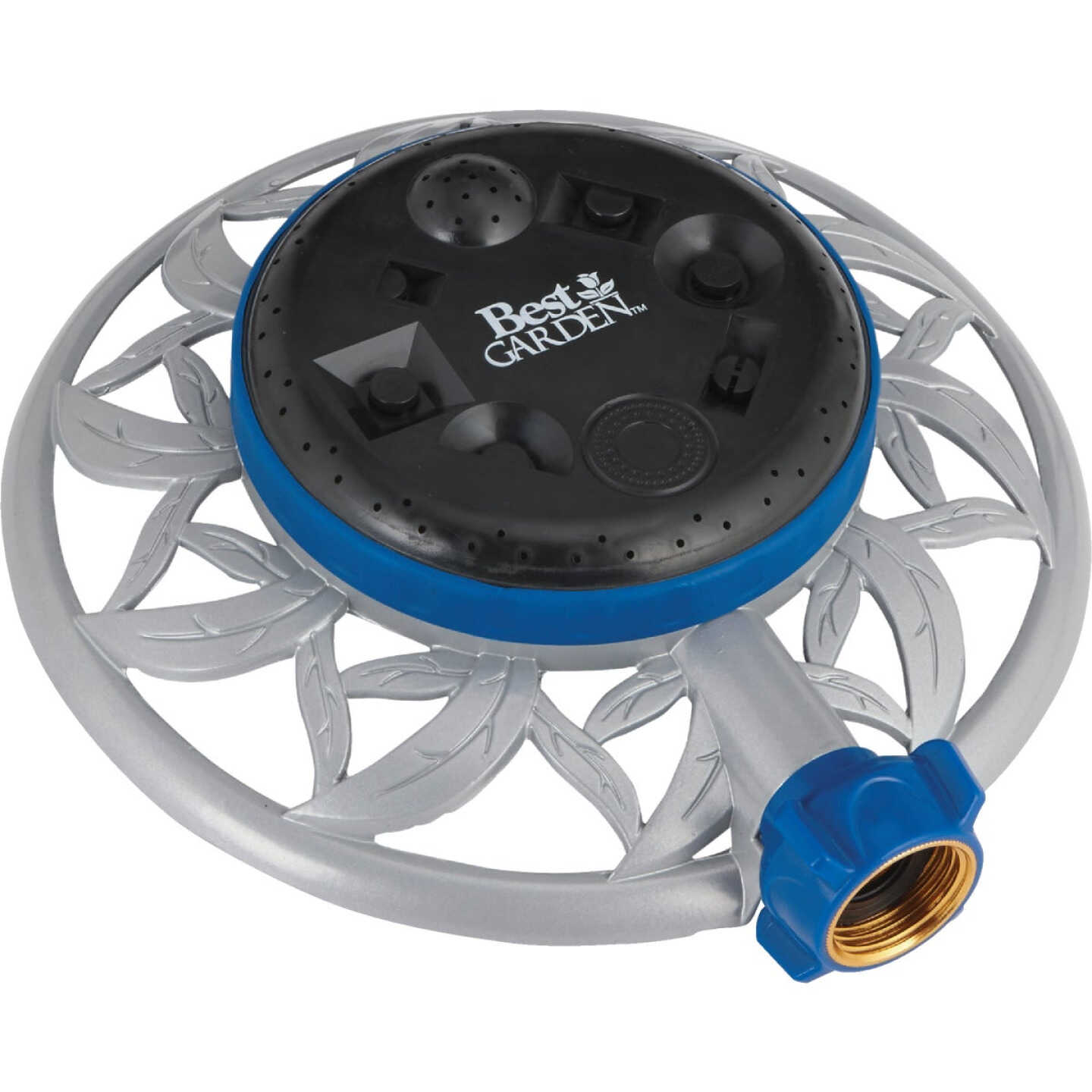 Best Garden Metal Varied Coverage Stationary Turret Sprinkler, Blue/Gray/Black Image 1
