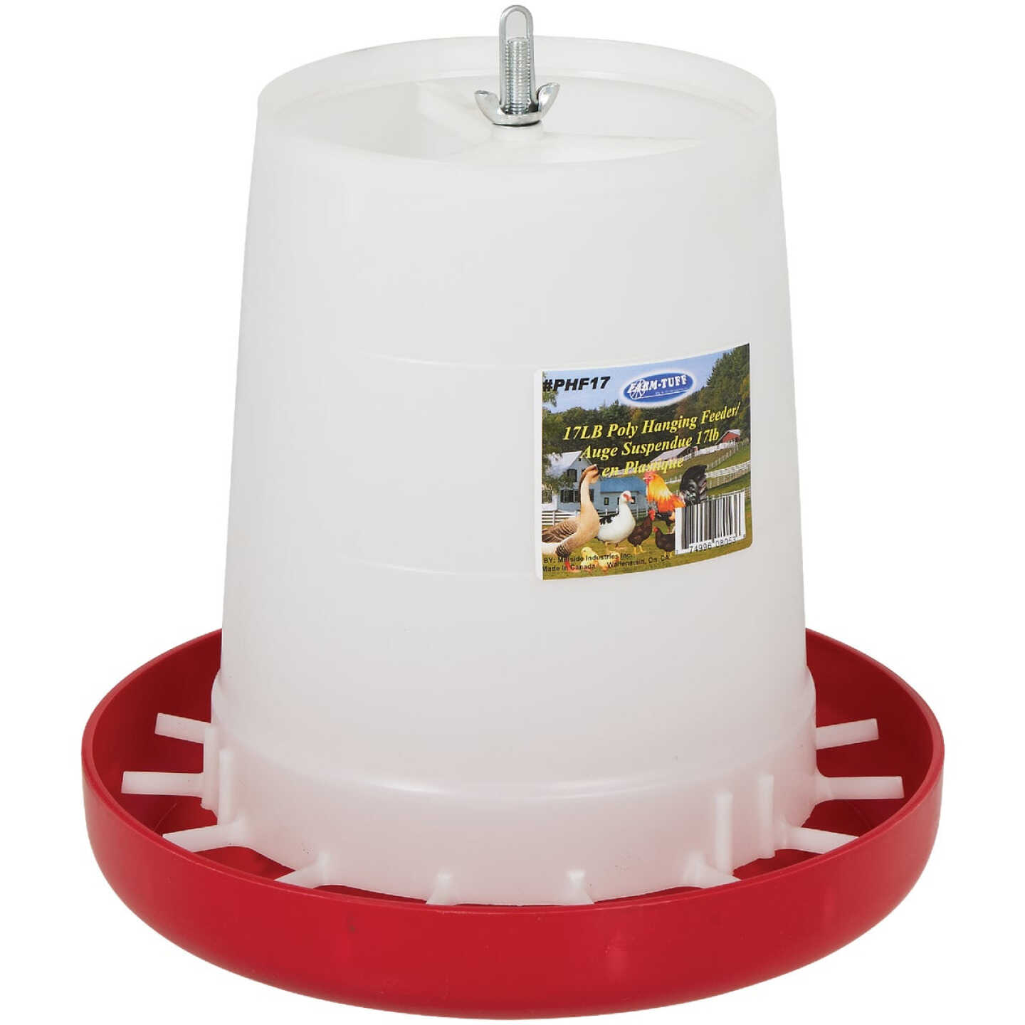Farm-Tuff 17 Lb. Capacity Hanging Plastic Poultry Feeder Image 1