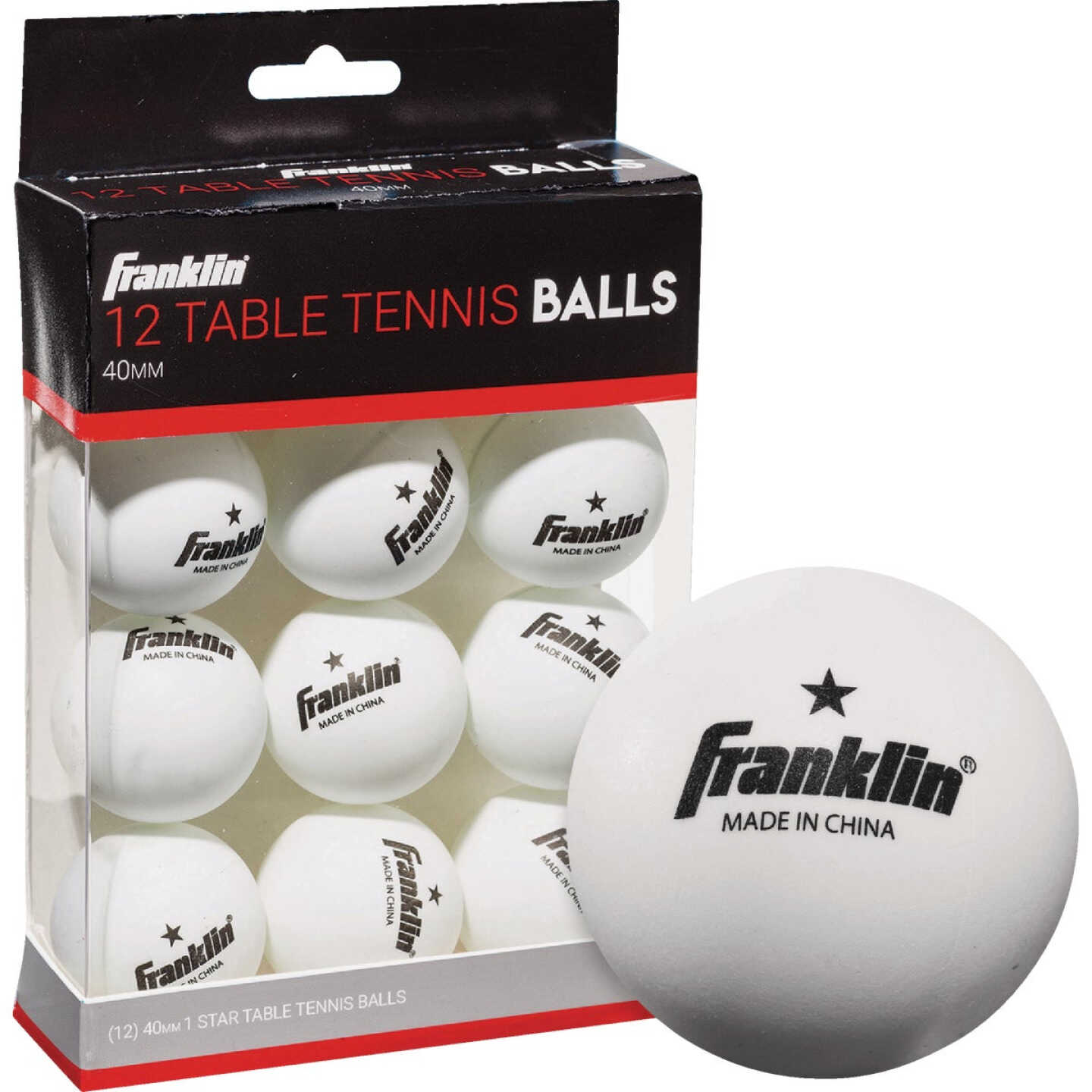 Franklin White 40MM 1-Star Table Tennis Ball (12-Pack) Image 1