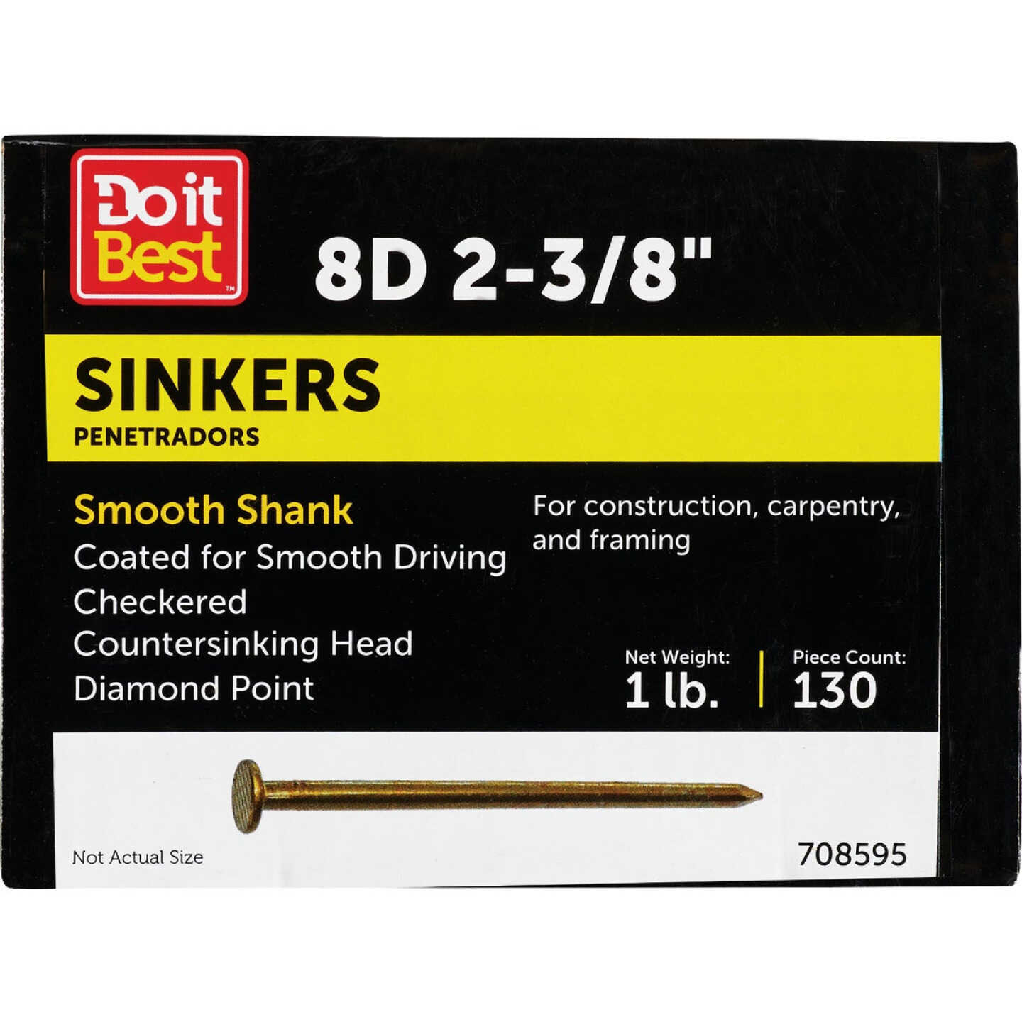 Do it 8d x 2-3/8 In. 11-1/2ga Coated Sinker Framing Nails (153 Ct., 1 Lb.) Image 1