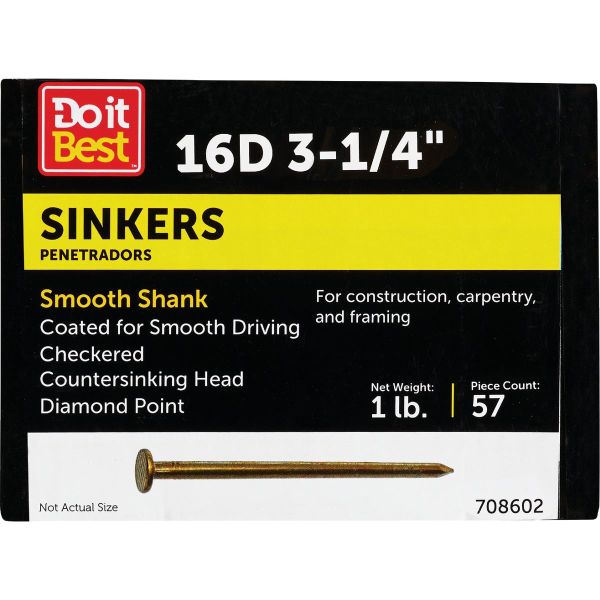 Do it 16d x 3-1/4 In. 9 ga Coated Sinker Framing Nails (64 Ct., 1Lb.) Image 1