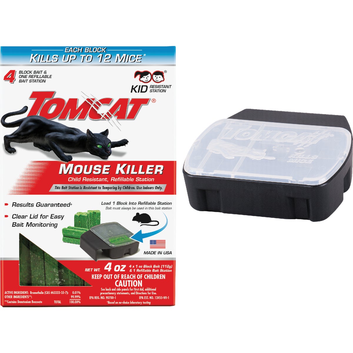 TOMCAT Refillable Bait Station Mouse Killer (4-Refill)