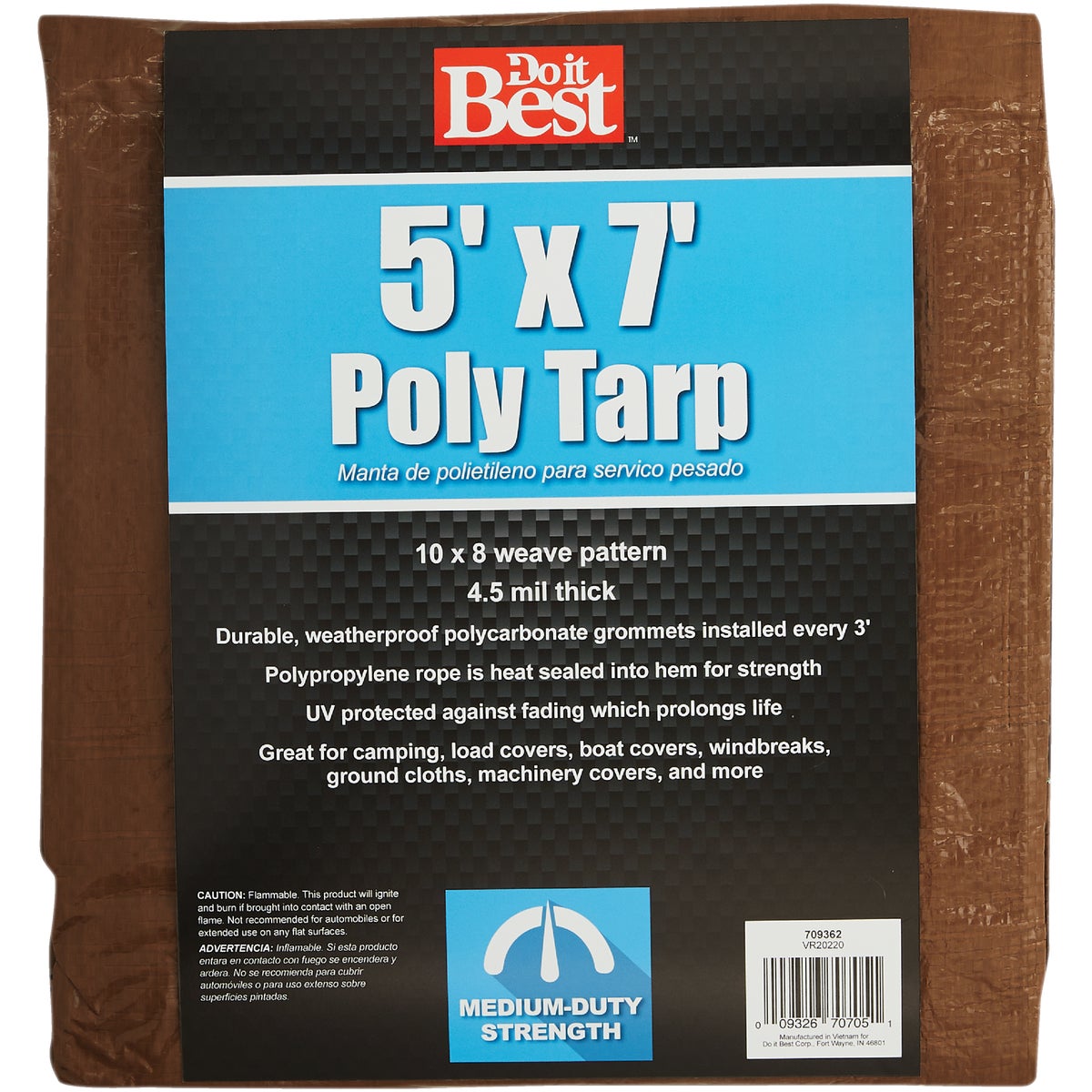 Do it Best 1 Side Green/1 Side Brown Woven 5 Ft. x 7 Ft. Medium Duty Poly Tarp Image 2