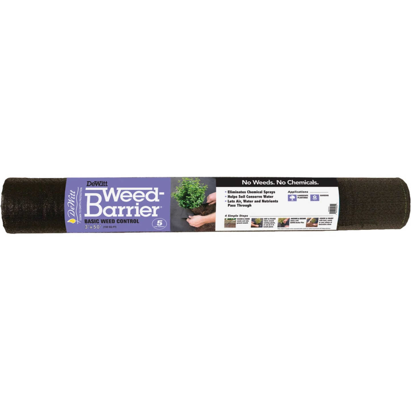 DeWitt Weed Barrier 3 Ft. W. x 50 Ft. L. Pointbond Polyproylene 5-Year Basic Weed Control Landscape Fabric Image 1