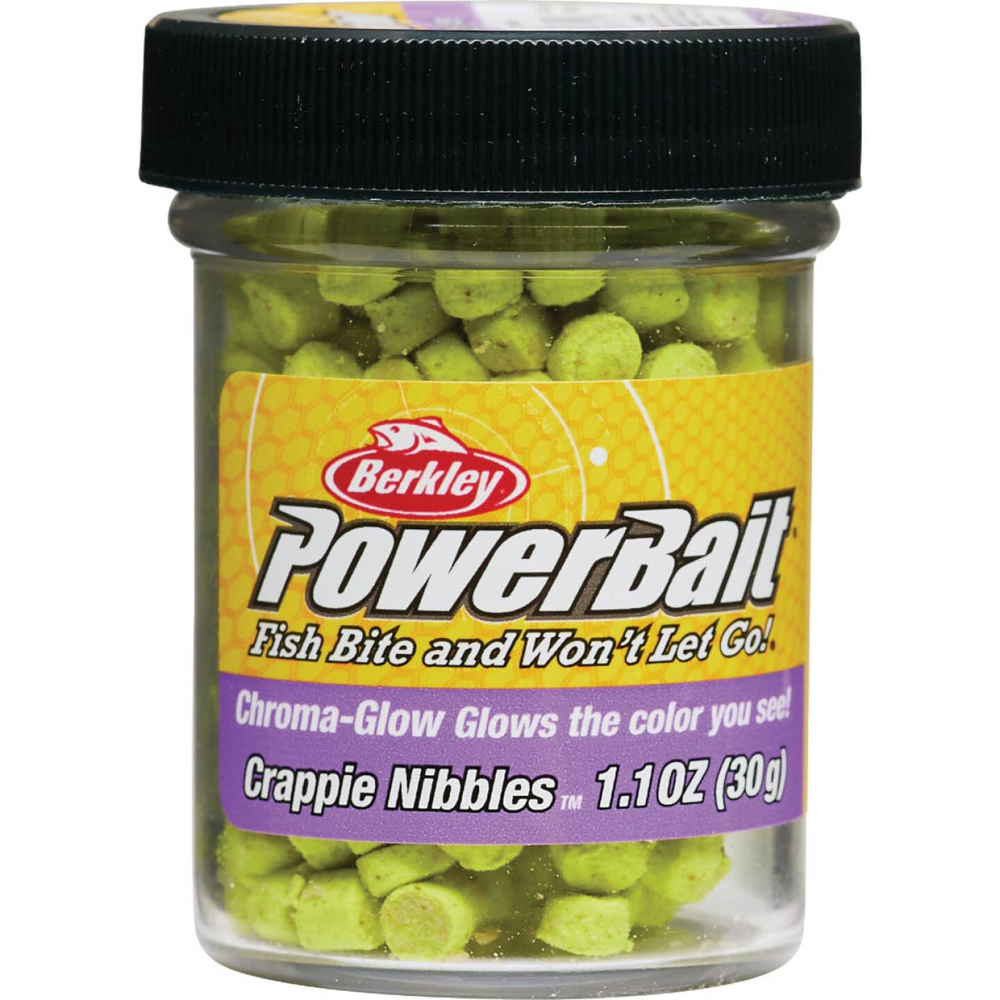 Berkley PowerBait Chroma-Glow Crappie Nibbles, Glow/Chartreuse Image 1