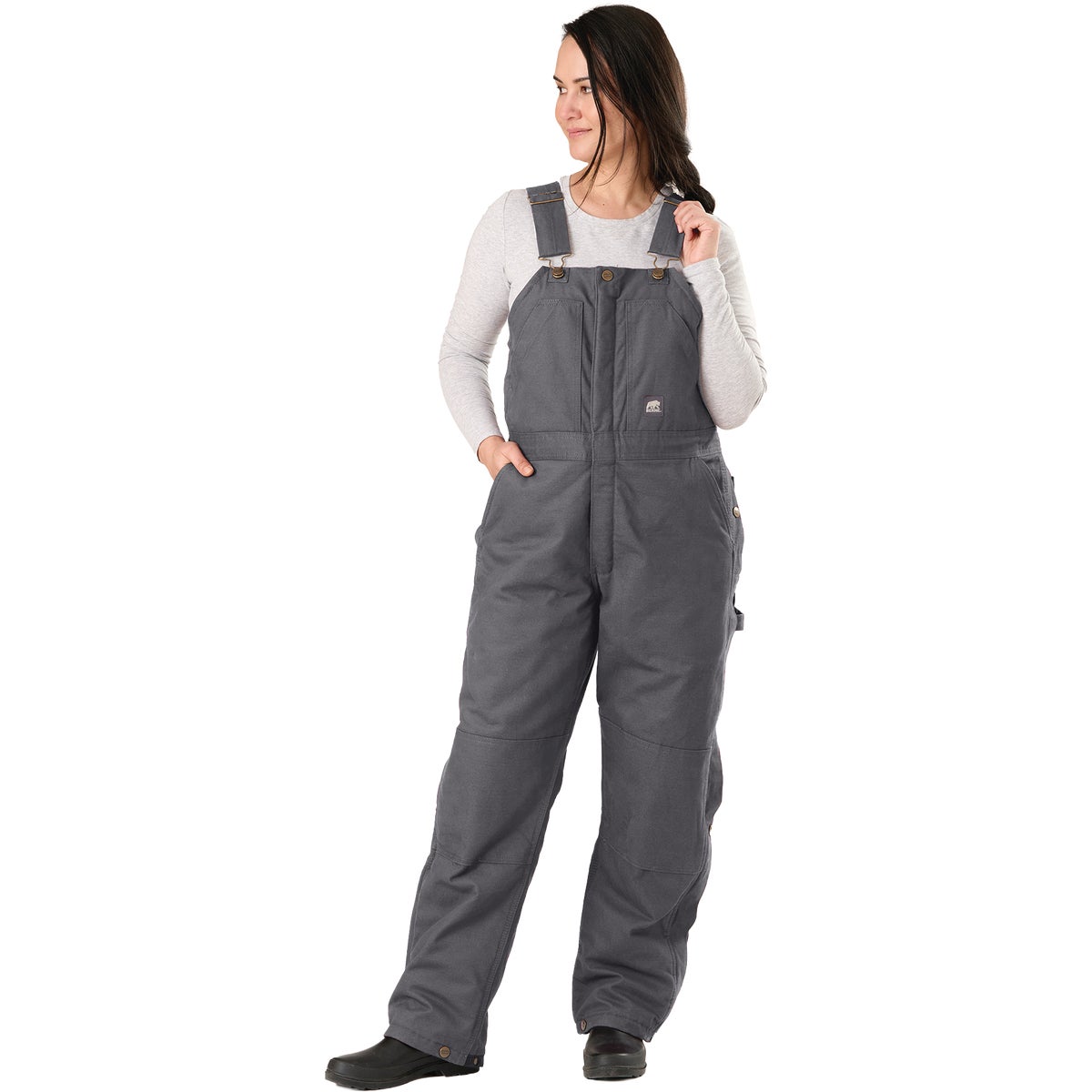 Berne Women's Medium Titanium Softstone Duck Insulated Bib Overall