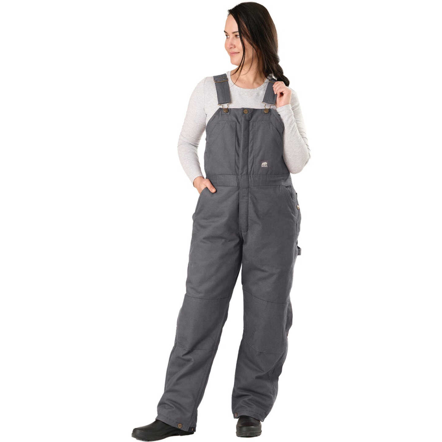 Berne Women's Medium Titanium Softstone Duck Insulated Bib Overall Image 1