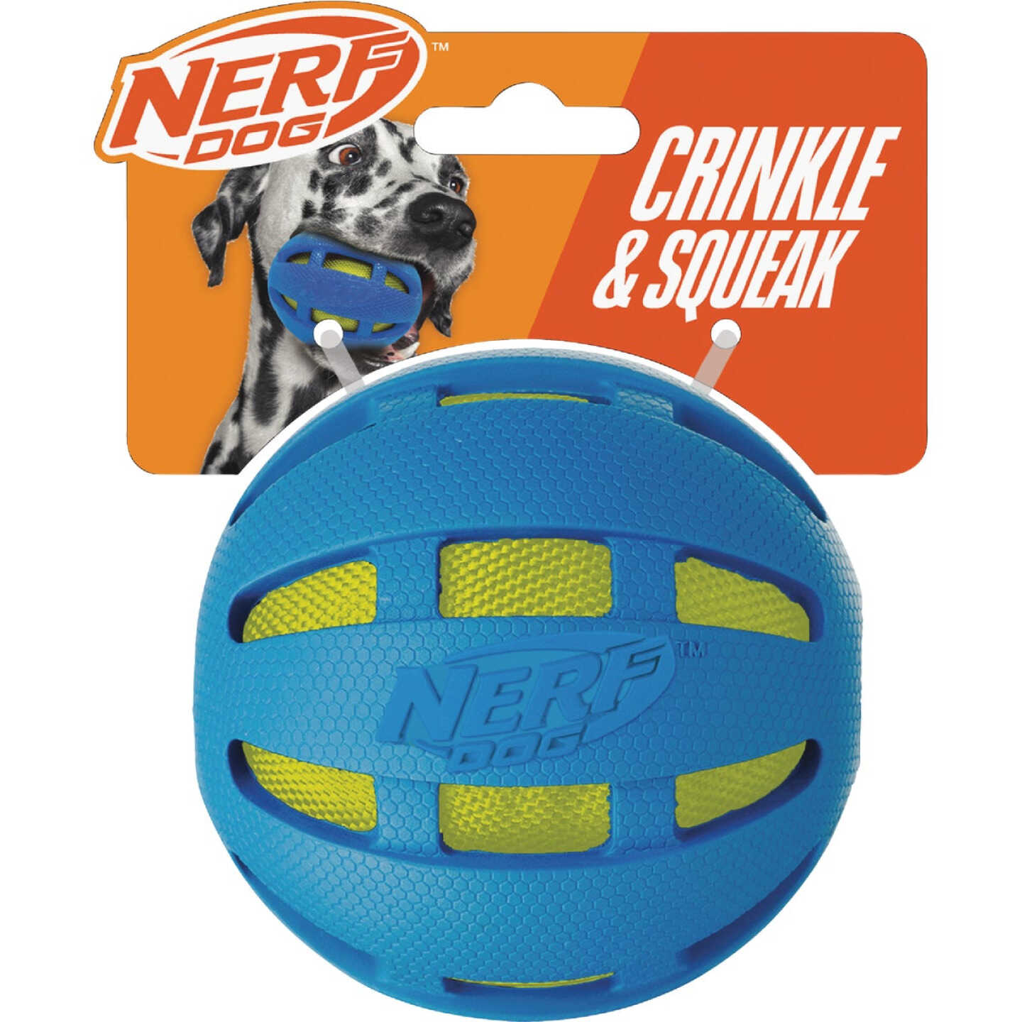 Nerf Dog 3.8 In. Rubber Checker Squeak Crunch Ball Image 1