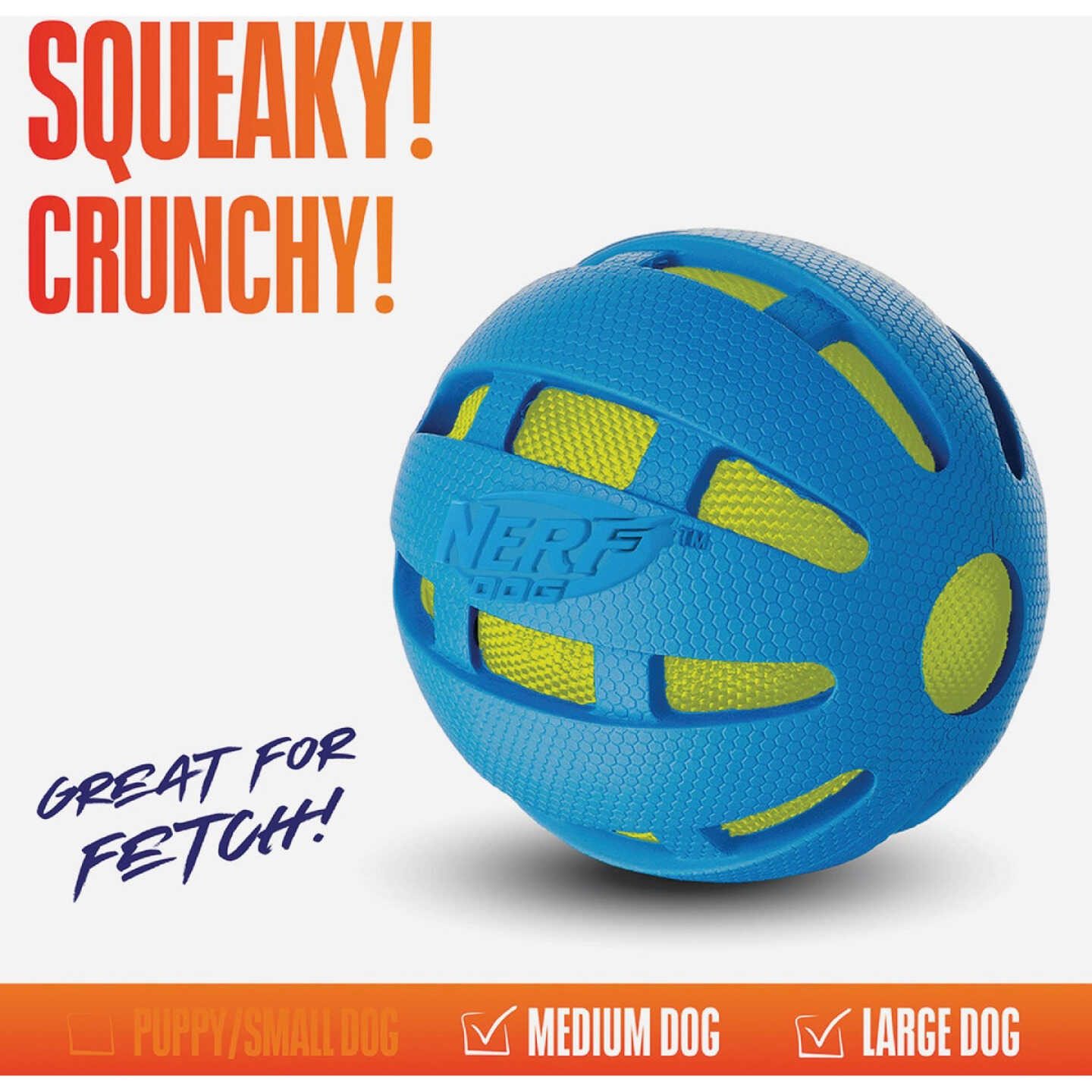 Nerf Dog 3.8 In. Rubber Checker Squeak Crunch Ball Image 2