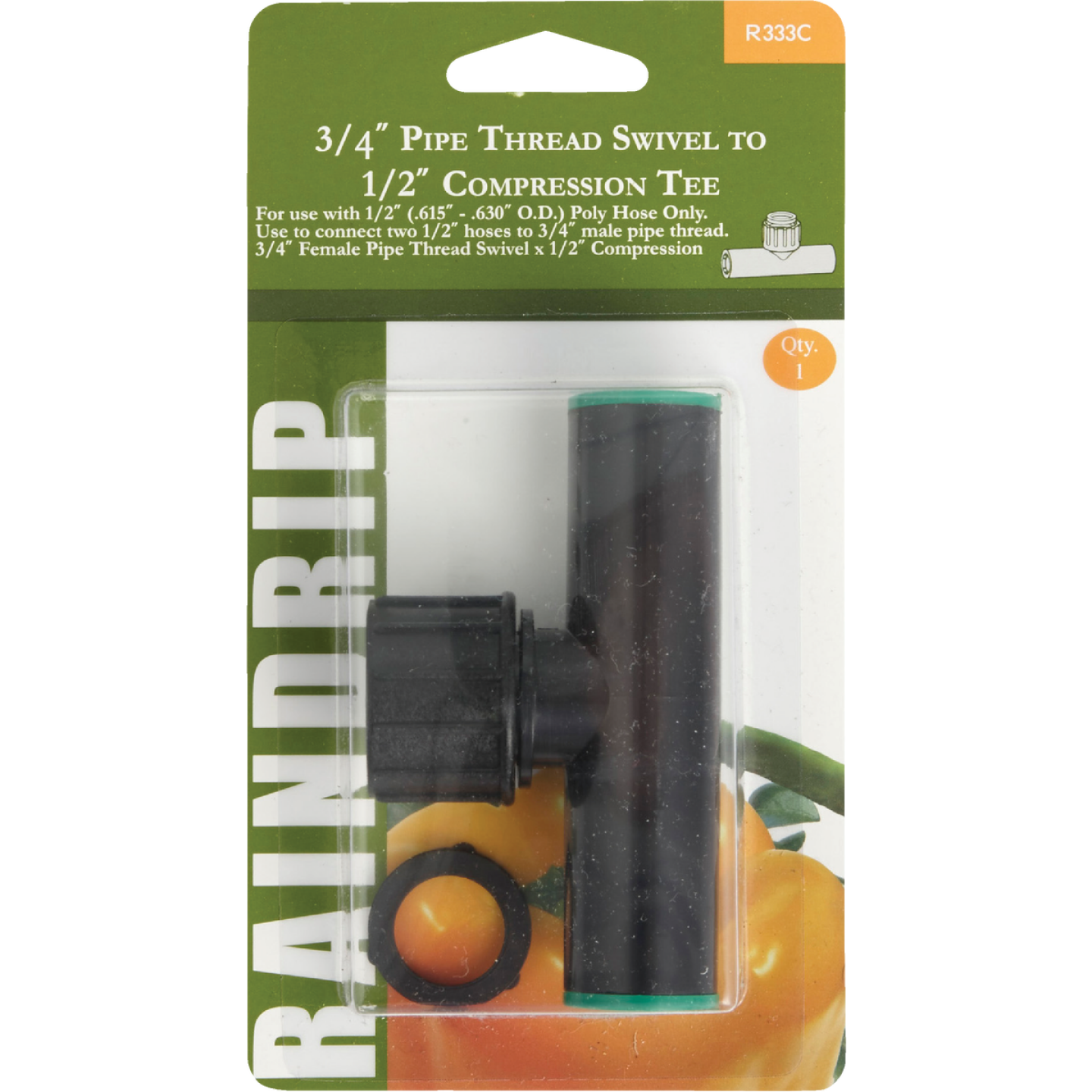 Raindrip 3/4 In. Female Pipe Thread x 1/2 In. Compression Swivel Tee Image 1