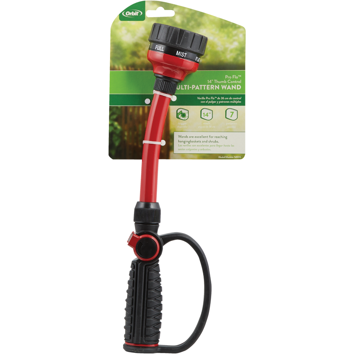 Orbit Pro Flo 14 In. 7-Pattern D-Grip Water Wand, Red & Black Image 2