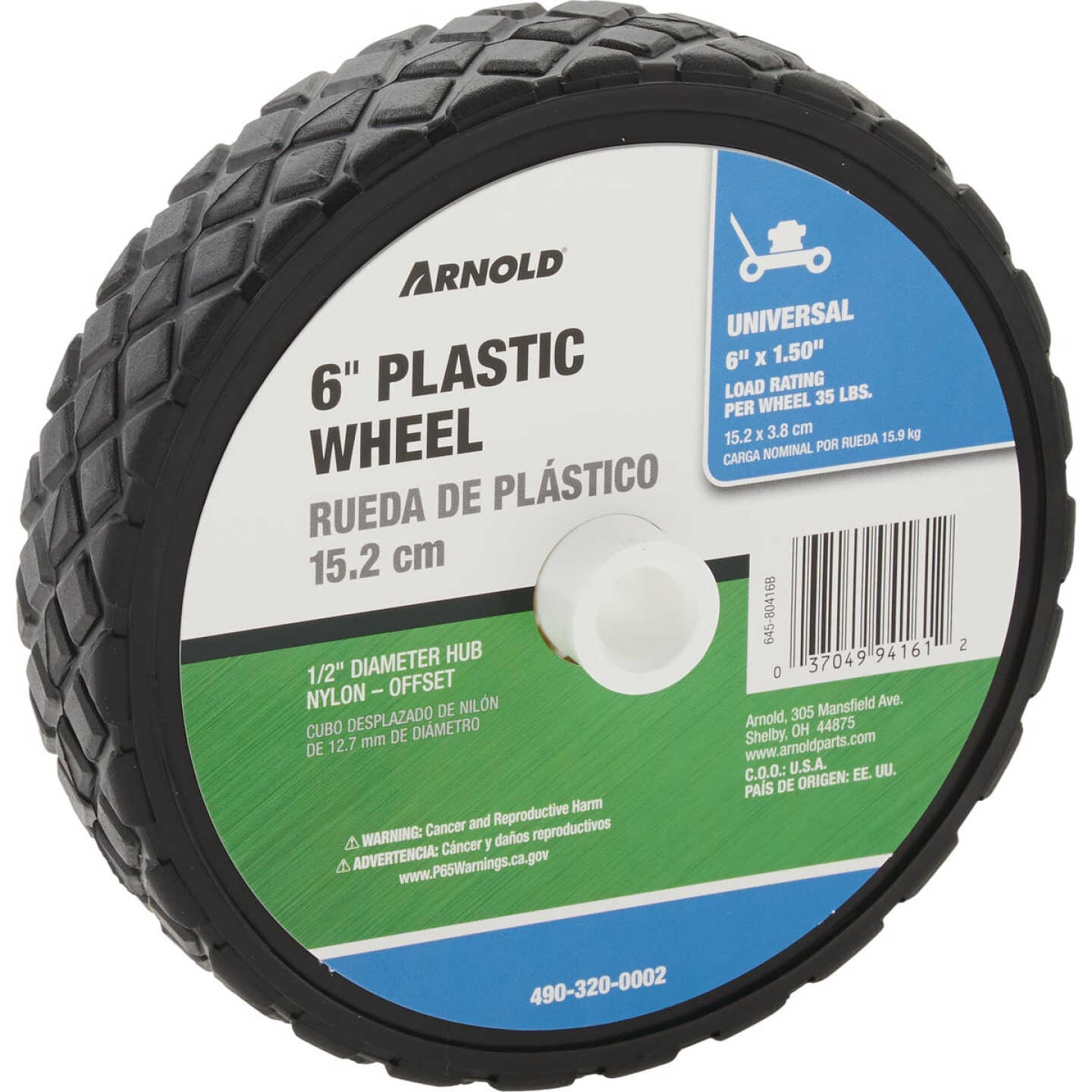 Arnold 6 In. Diamond Tread Offset Hub Wheel Image 1