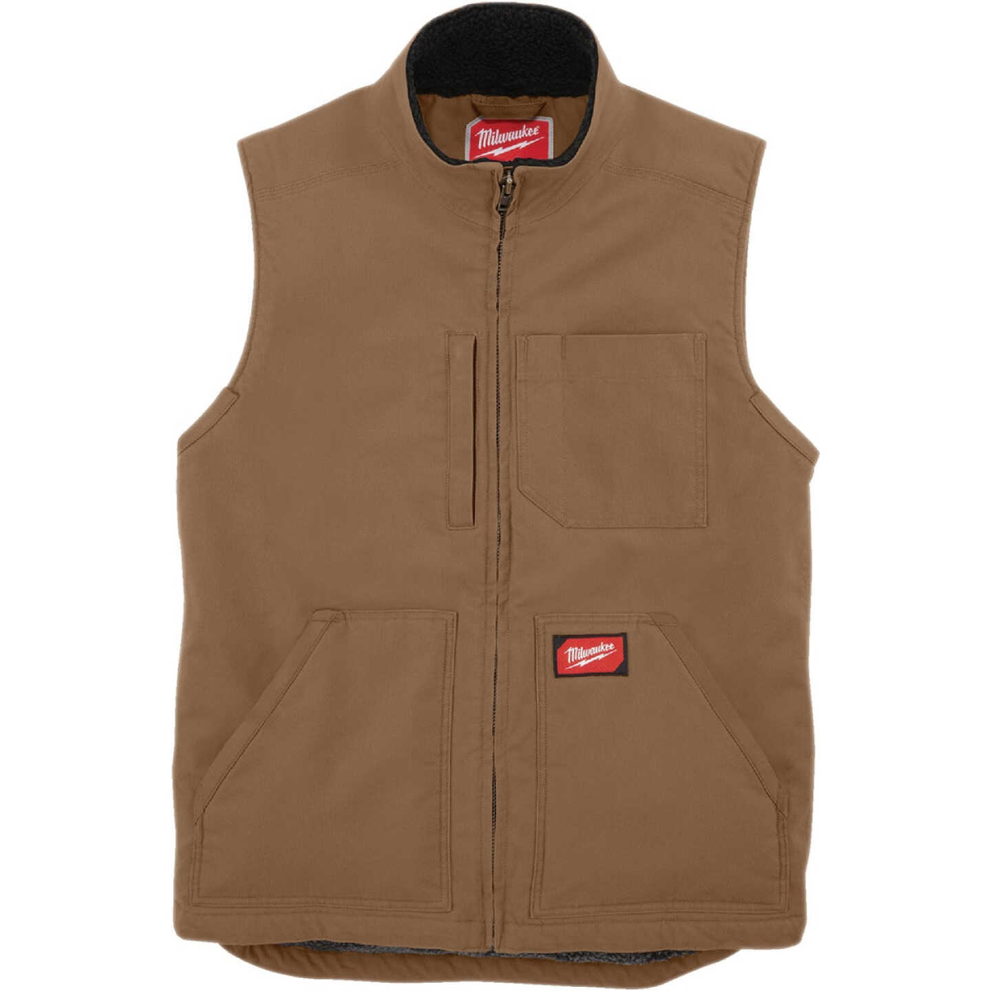 Milwaukee GRIDIRON Men's Medium Brown Sherpa-Lined Vest Image 1