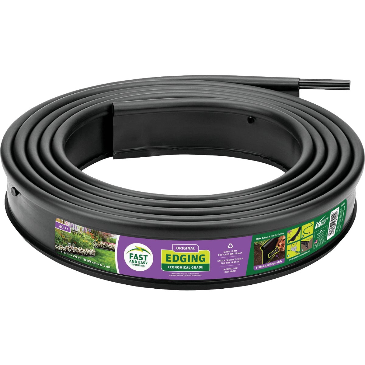 Master Mark Original 3.5 In. H. x 20 Ft. L. Black Plastic Lawn Edging