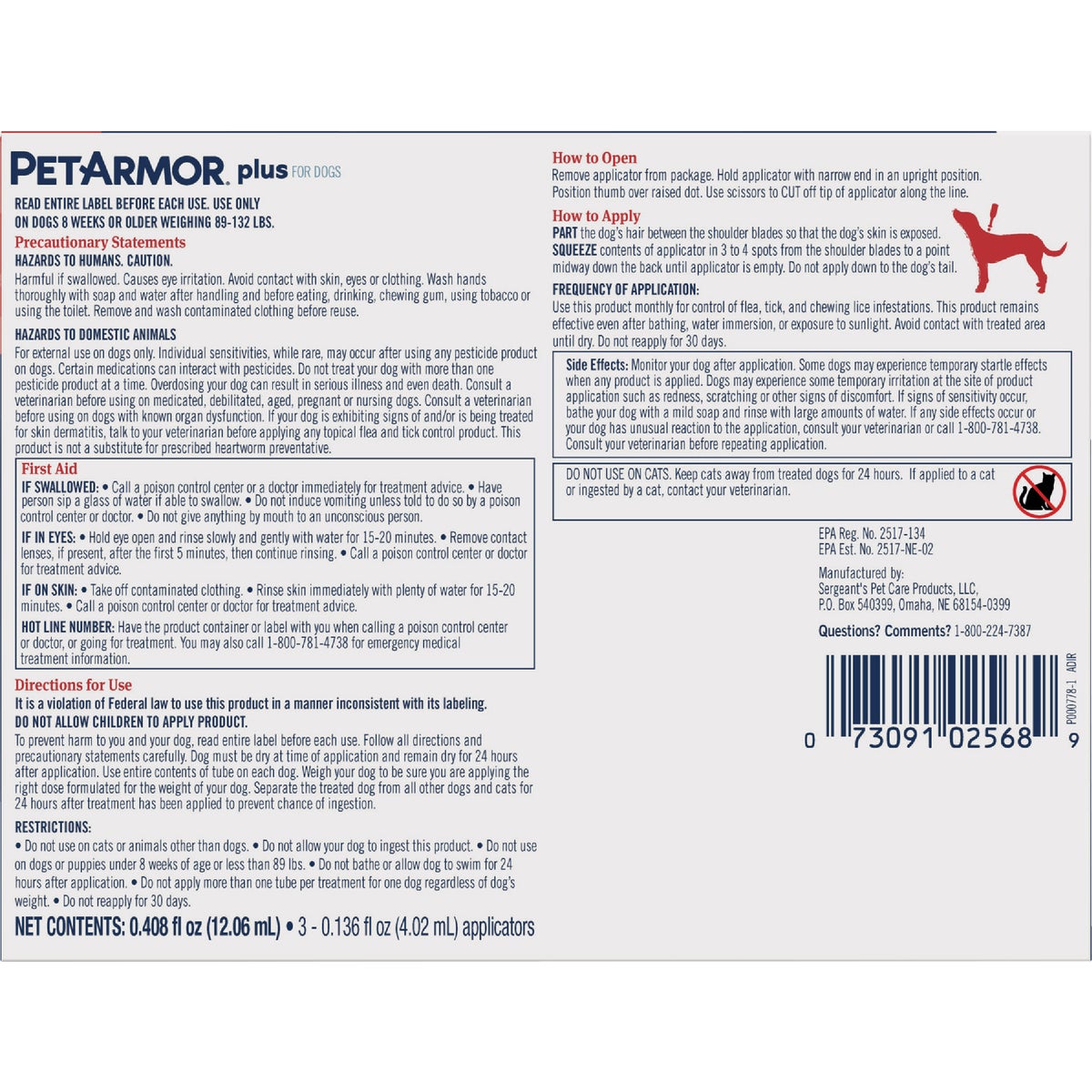 PetArmor Plus For Dogs 88 to 123 Lb. Flea & Tick Topical Treatment (3-Pack) Image 6