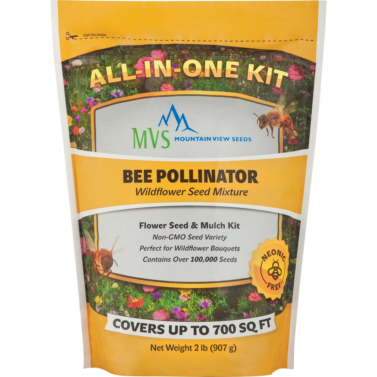 Mountain View Seeds 2 Lb. 700 Sq. Ft. Coverage Bee Pollinator Wildflower Seed Mix
