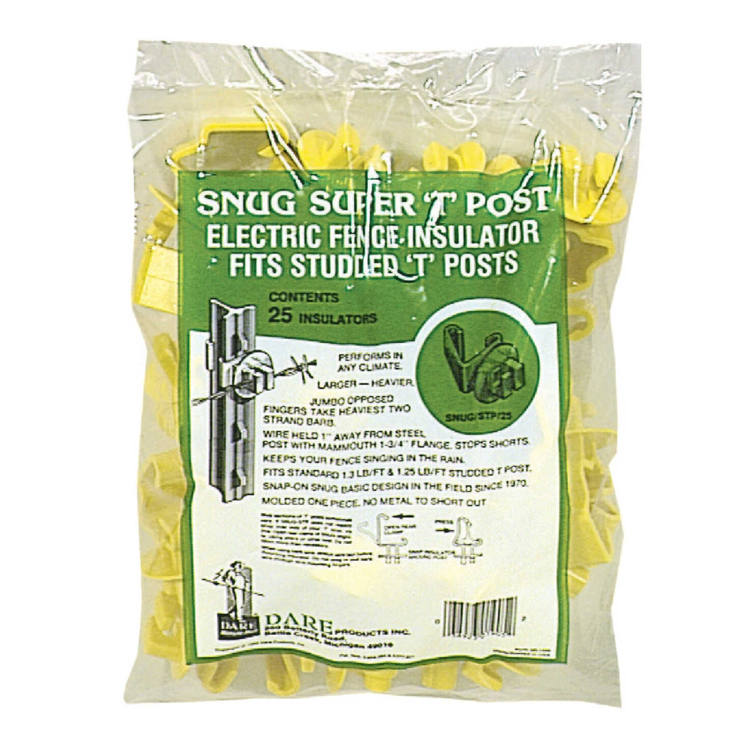 Dare Snug Snap-On Yellow Polyethylene Electric Fence Insulator (25-Pack) Image 1