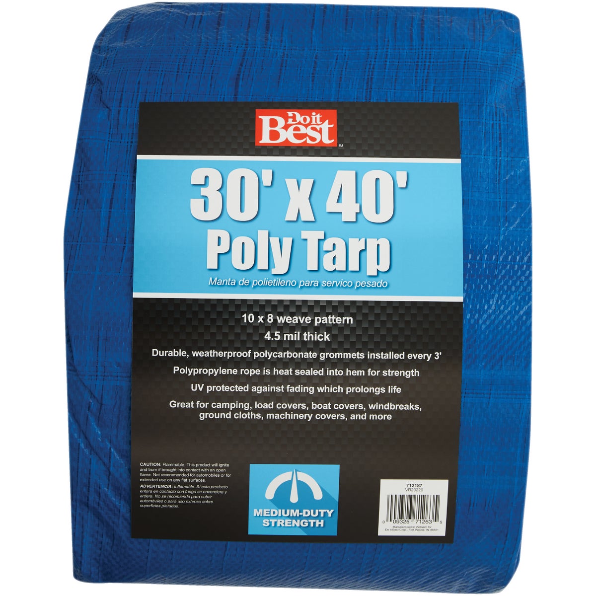 Do it Best Blue Woven 30 Ft. x 40 Ft. Medium Duty Poly Tarp Image 1