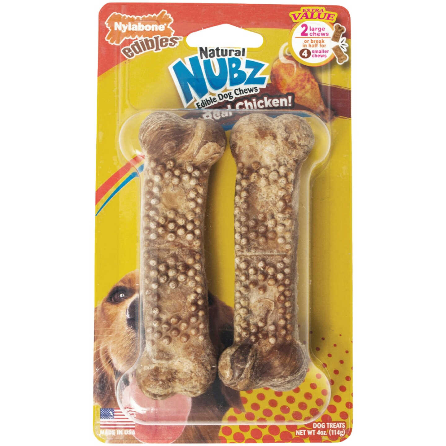 Nylabone Natural Nubz Chicken Large Dog Treats (2-Pack) Image 1