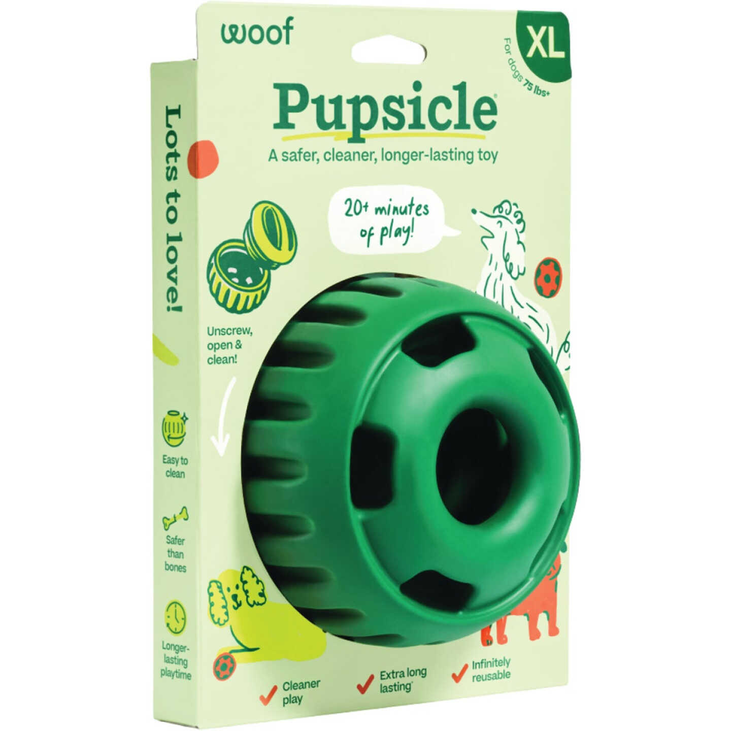 Woof Pupsicle XL Green Dog Toy Image 1