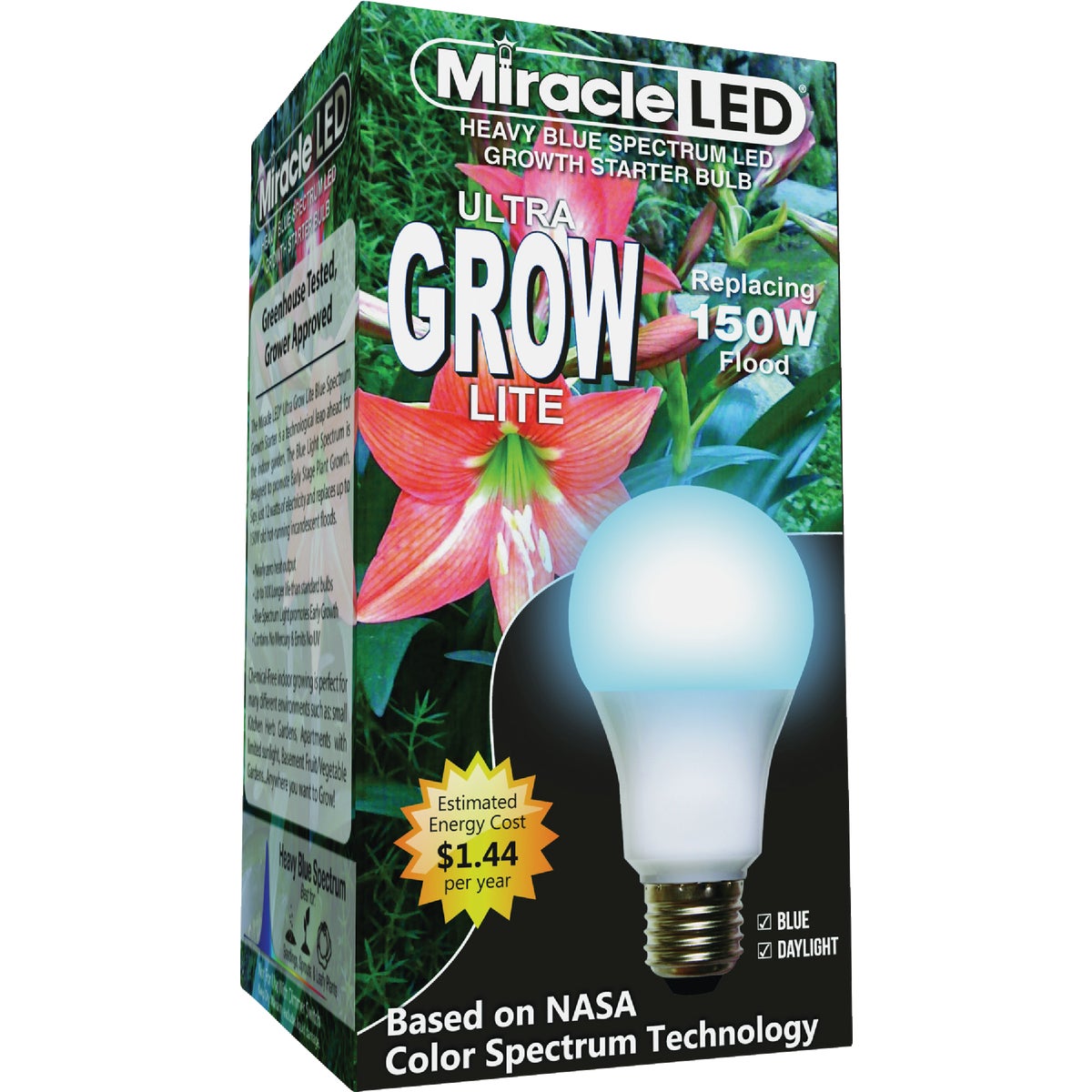 Miracle LED Ultra Grow 150W Equivalent Blue & Daylight Spectrum A19 Medium Base LED Plant Light Bulb Image 1
