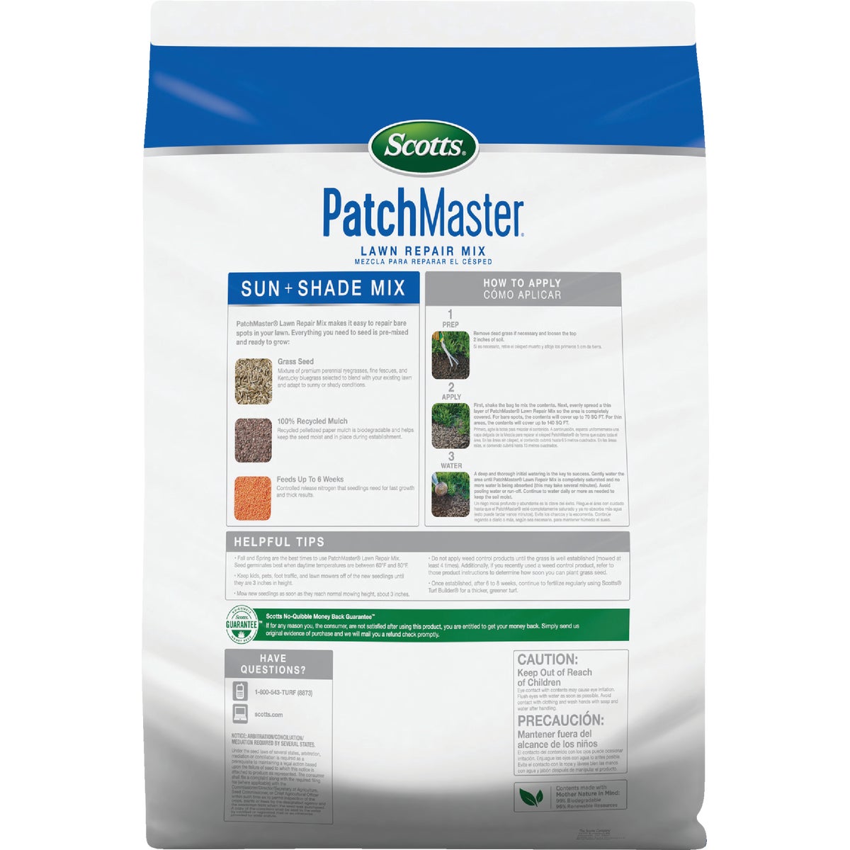 Scotts PatchMaster 4.75 Lb. 115 Sq. Ft. Lawn Repair Mix Sun and Shade Mix Mulch, Seed and Fertilizer Combination Image 5