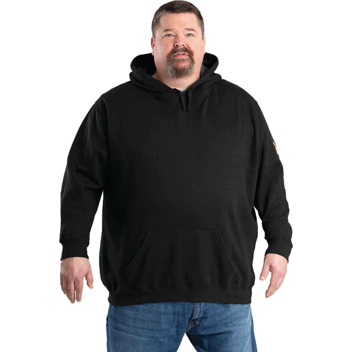 Berne Men's Medium Regular Black Signature Sleeve Hooded Pullover Sweatshirt Image 1