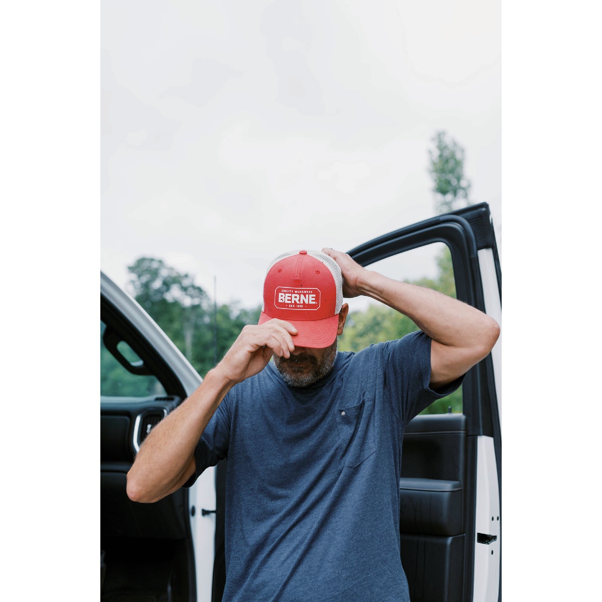 Berne Deep Red Badge Logo Trucker Cap Image 4