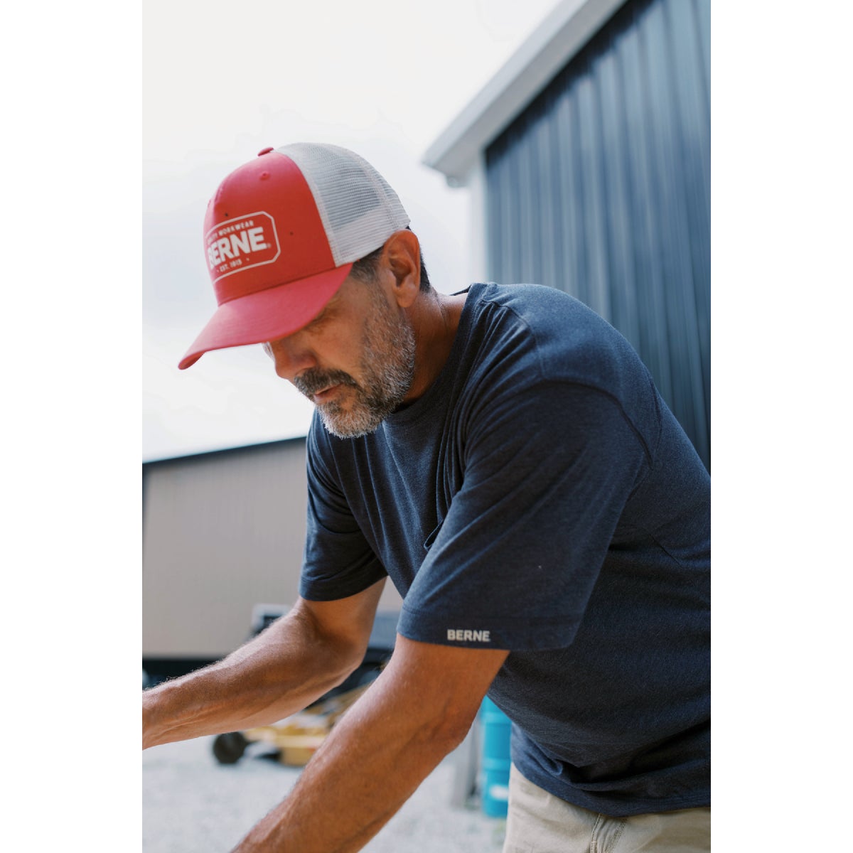 Berne Deep Red Badge Logo Trucker Cap Image 3