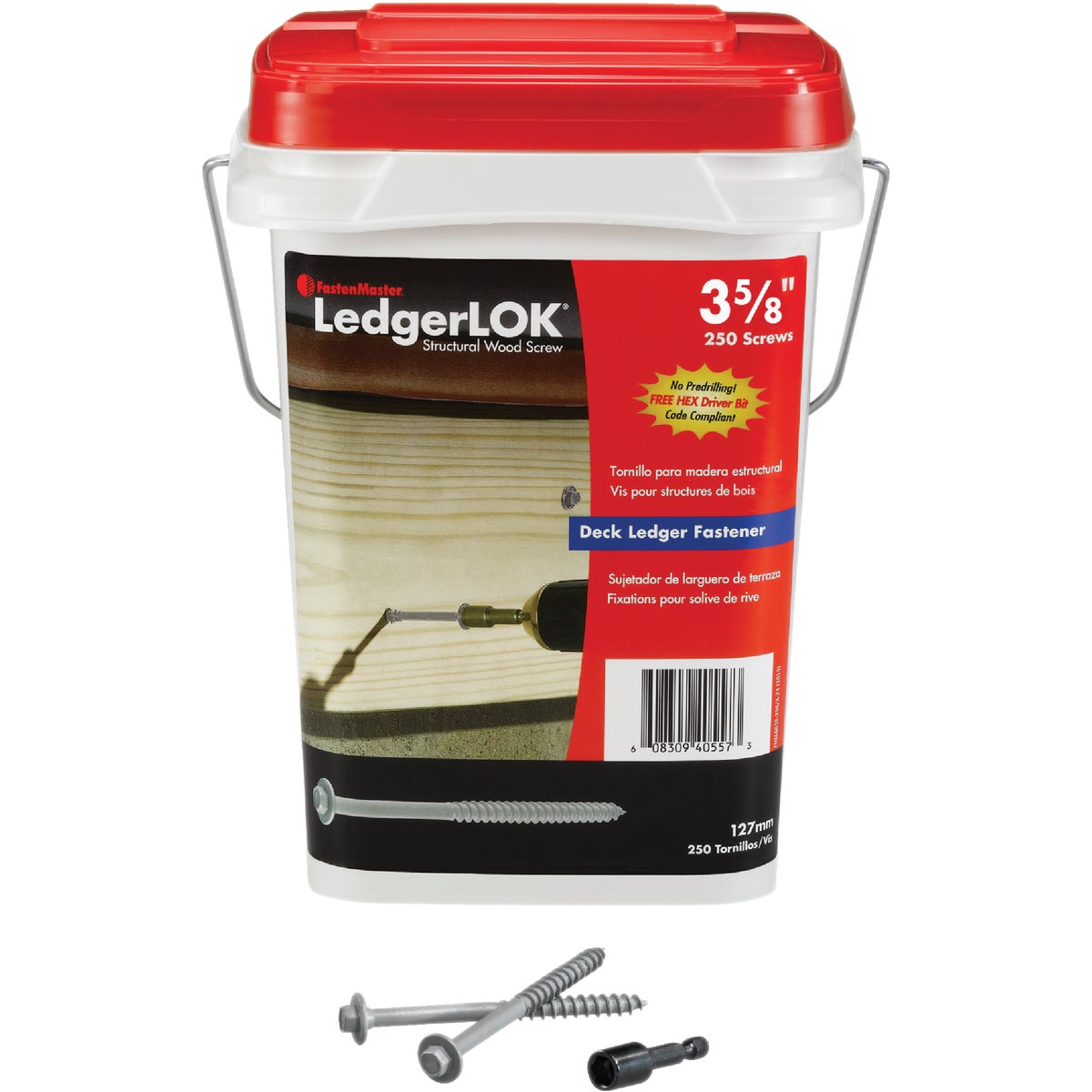 FastenMaster LedgerLok 0.305 In. x 3-5/8 In. Coarse Steel Hex-Head Ledger Board Fasteners (250 Ct. Box) Image 3