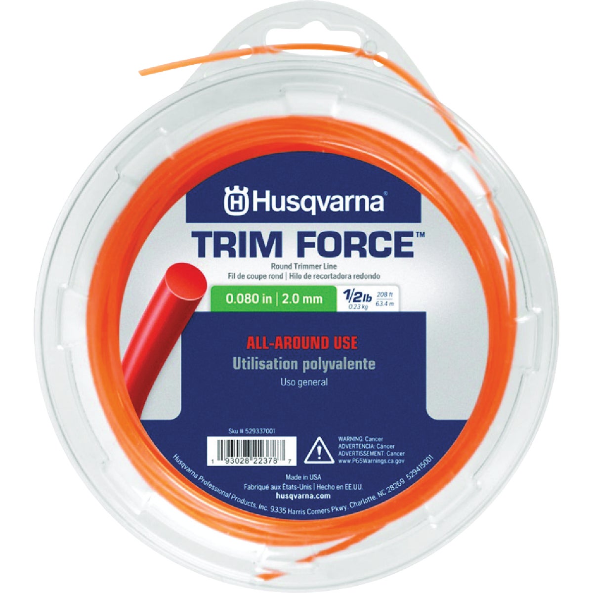 Husqvarna TrimForce Round .080 In. Gauge Orange 208 Ft. Donut Trimmer Line