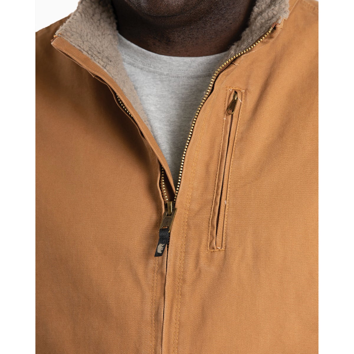 Berne Heartland Men's Large Brown Sherpa-Lined Washed Duck Vest Image 7