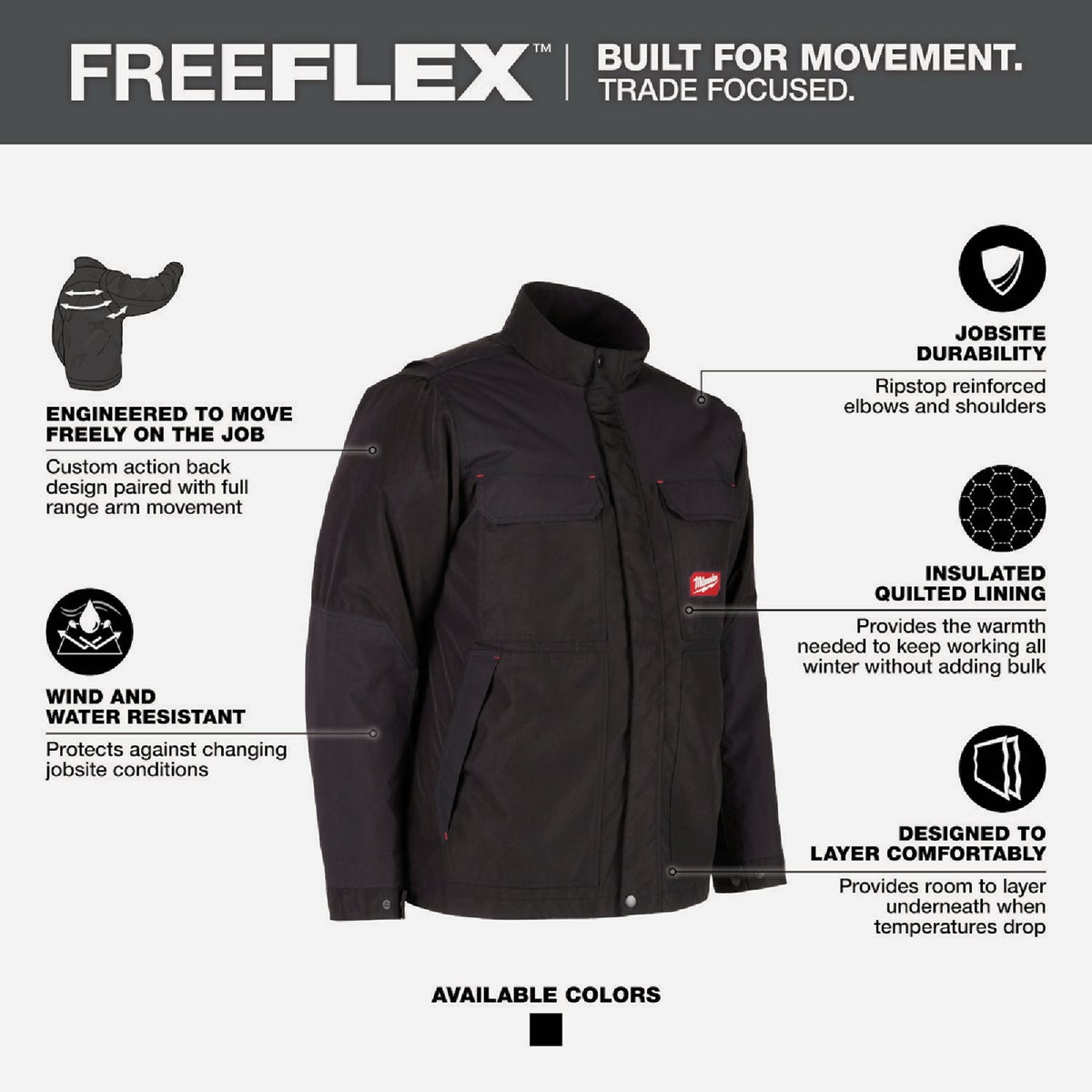 Milwaukee FREEFLEX Men's Large Black Insulated Jacket Image 4