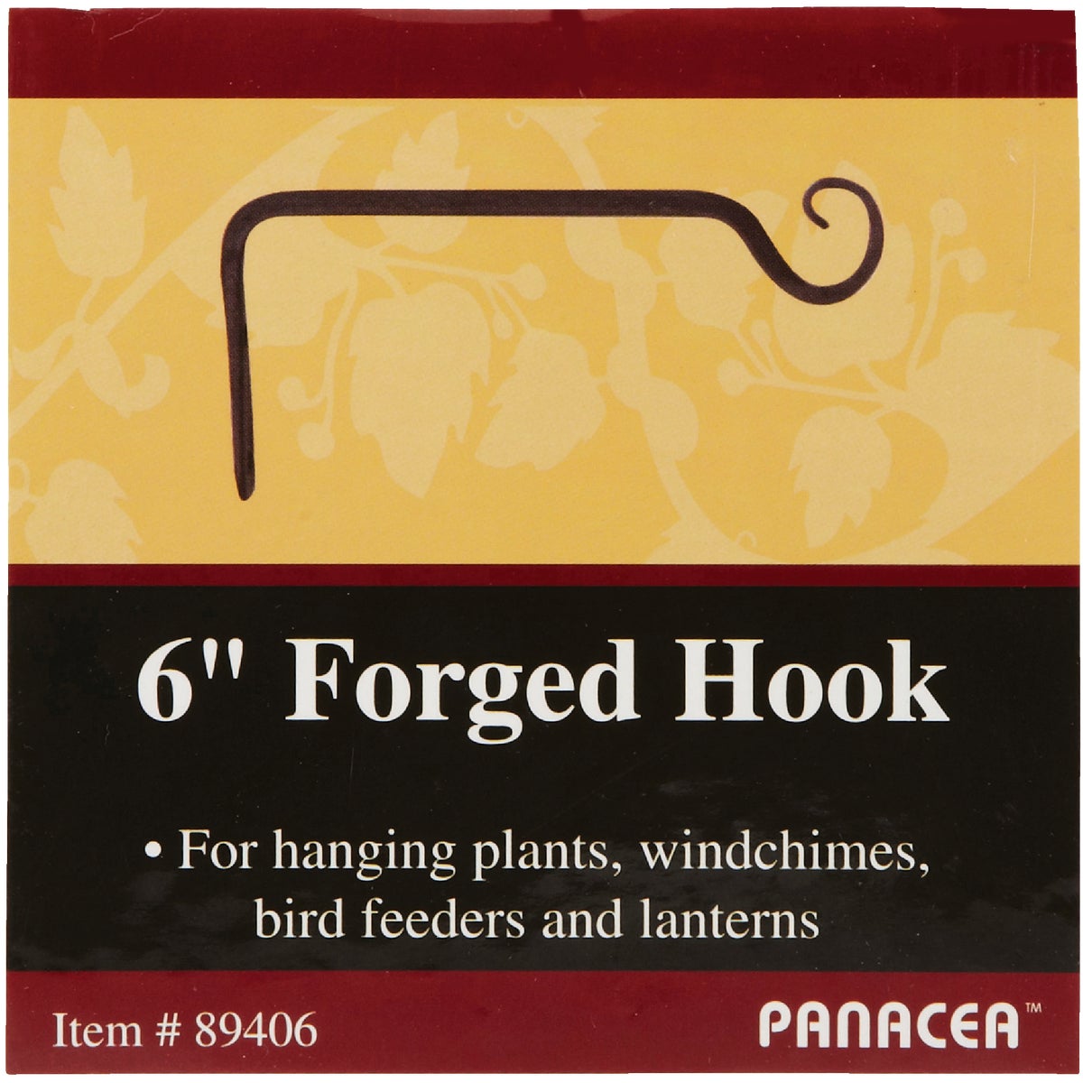 Panacea 6 In. Black Powder-Coated Straight Wrought Iron Hanging Plant Bracket Image 2