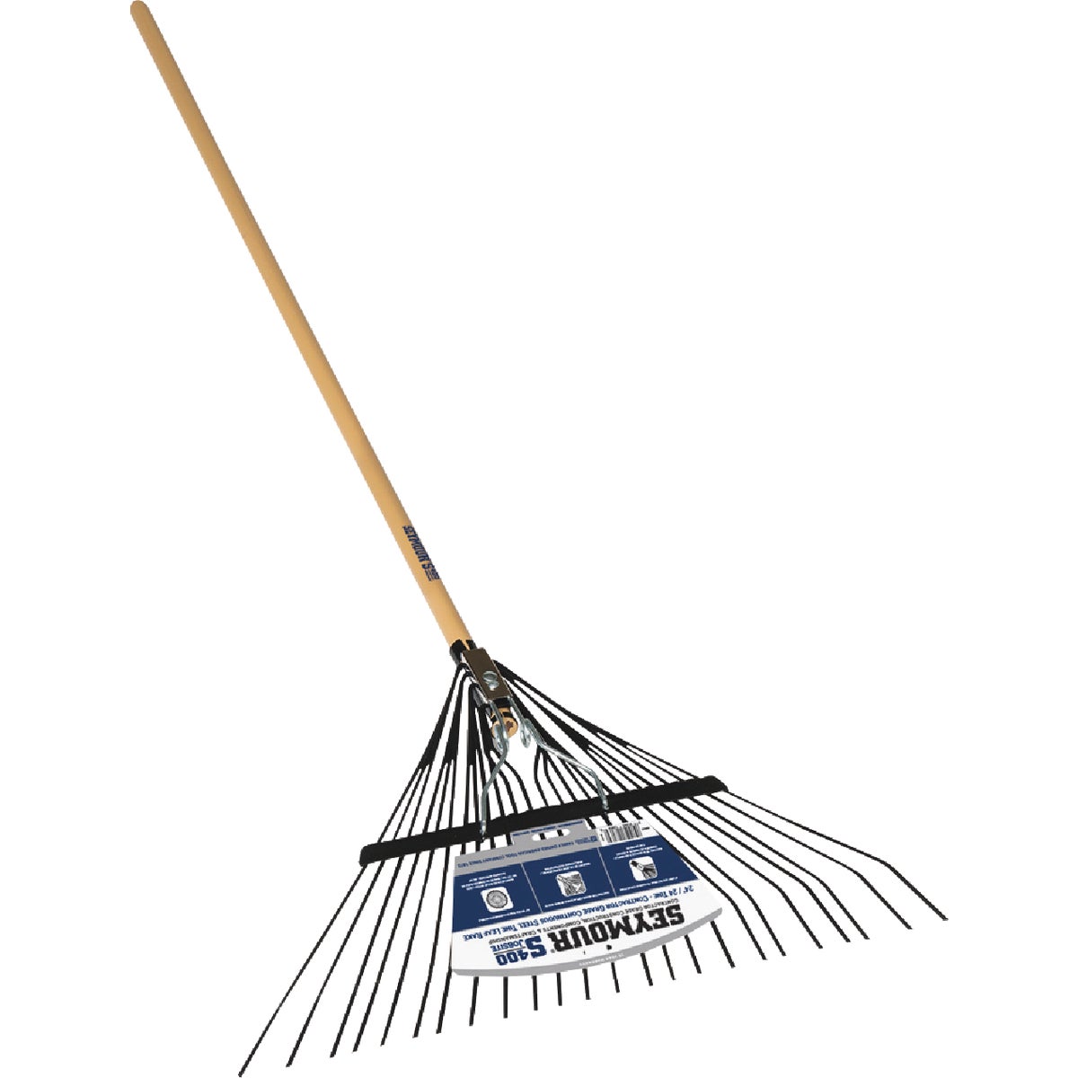 Seymour S400 Jobsite 24 In. 24-Tine Spring Brace Leaf Rake with 54 In. Wood Handle