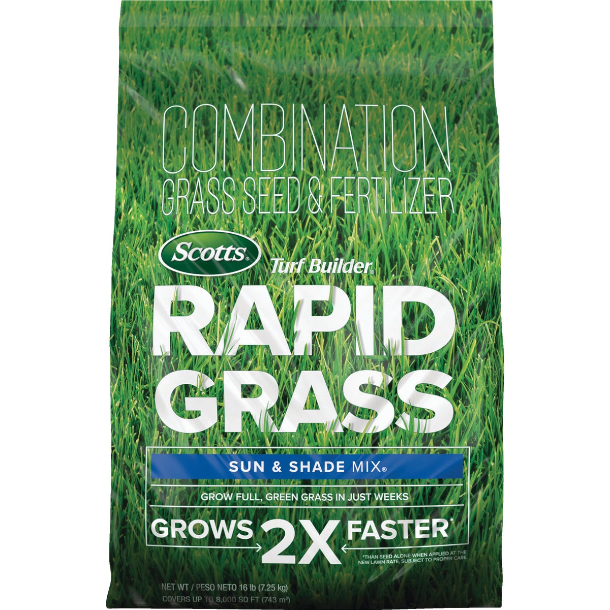 Scotts Turf Builder Rapid Grass 16 Lb. 8000 Sq. Ft. Sun & Shade Mix Grass Seed & Fertilizer Combination Image 1