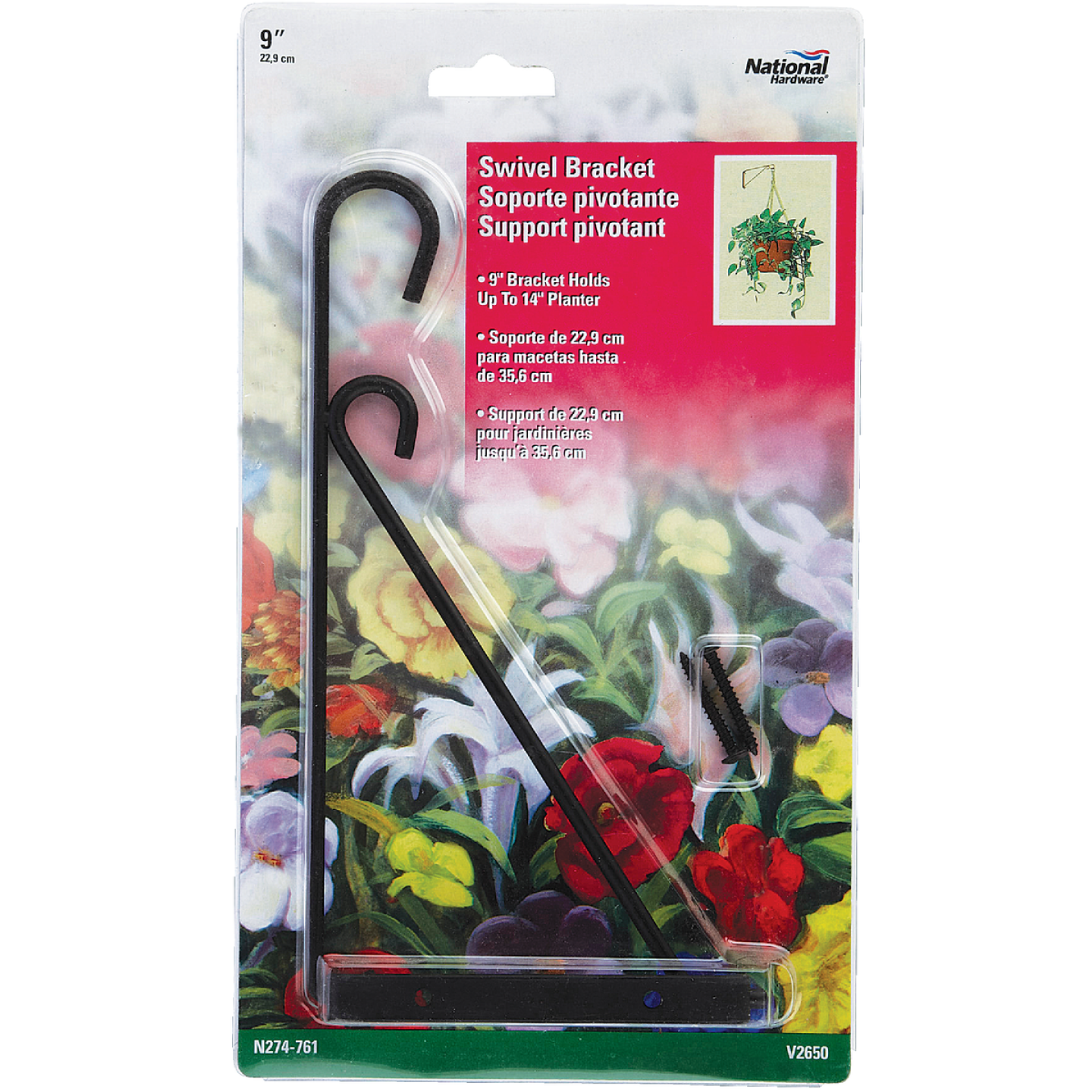 National Hardware 9 In. Black Steel Swivel Hanging Plant Bracket Image 2