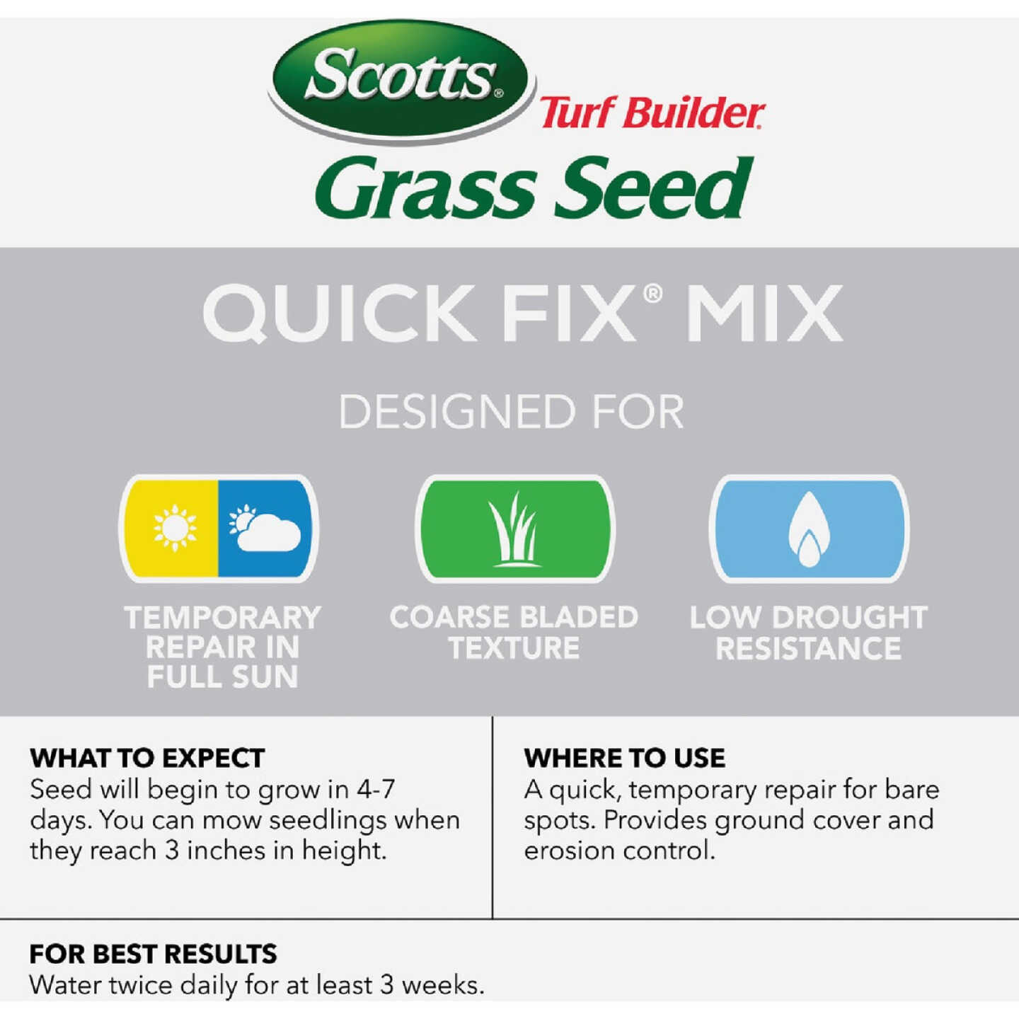 Scotts Turf Builder Quick Fix 3 Lb. 750 Sq. Ft. Grass Seed Mix Image 2